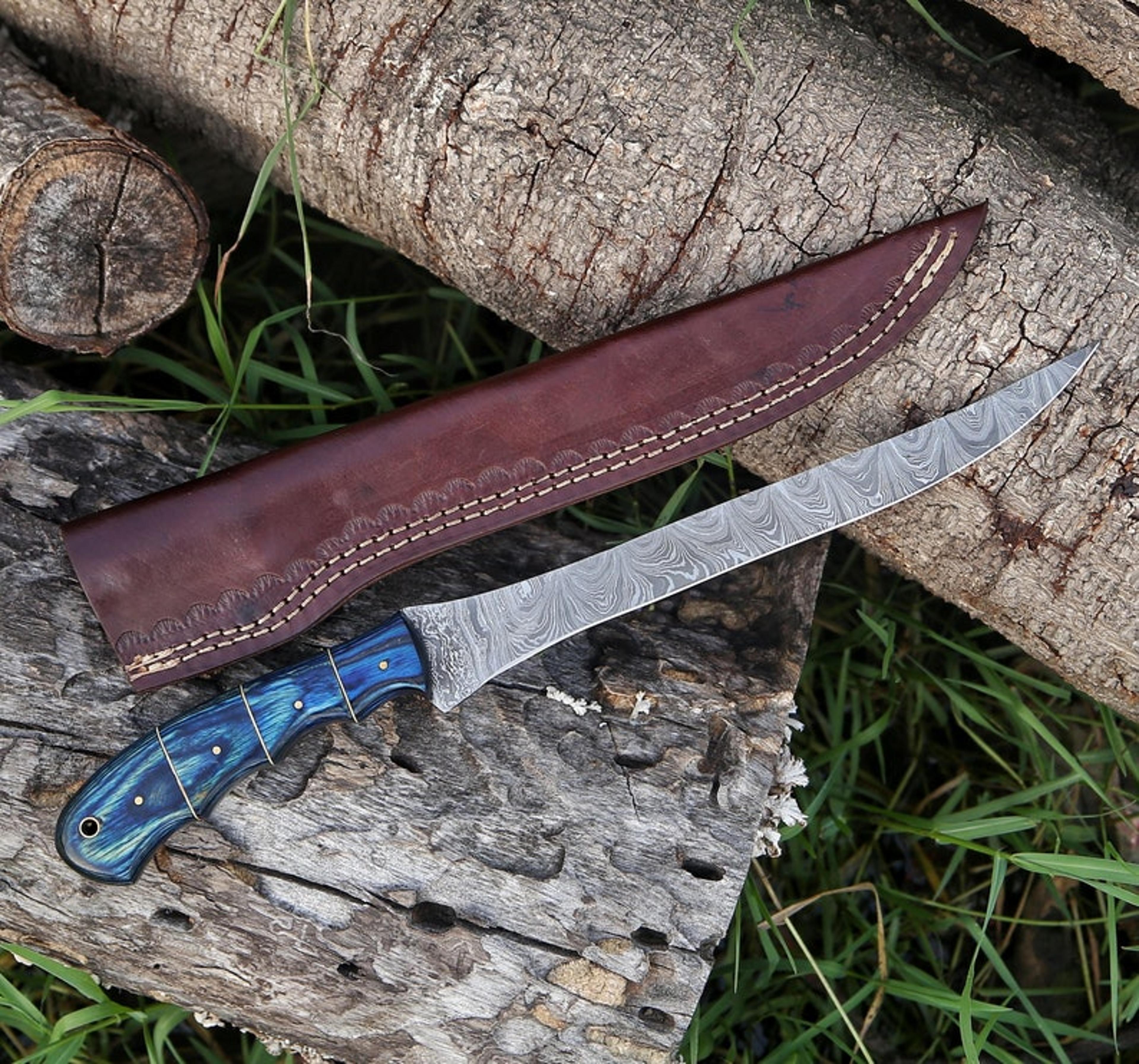 damascus steel fillet fishing knife, handmade damascus fillet knife, kitchen knife , bbq knife , steak knife , chef knif