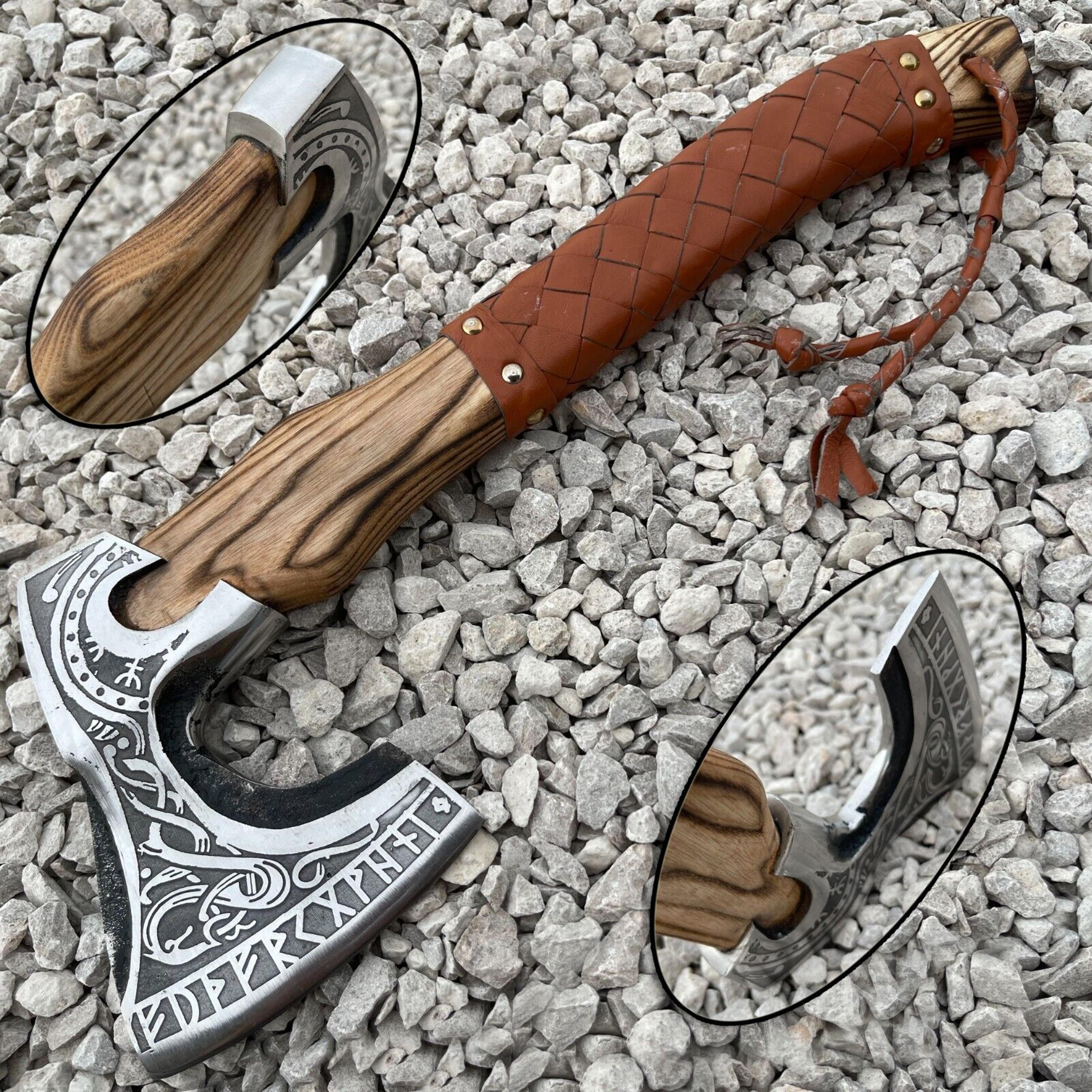 viking axe custom handmade unique carbon steel blade camping axe christmas gift,