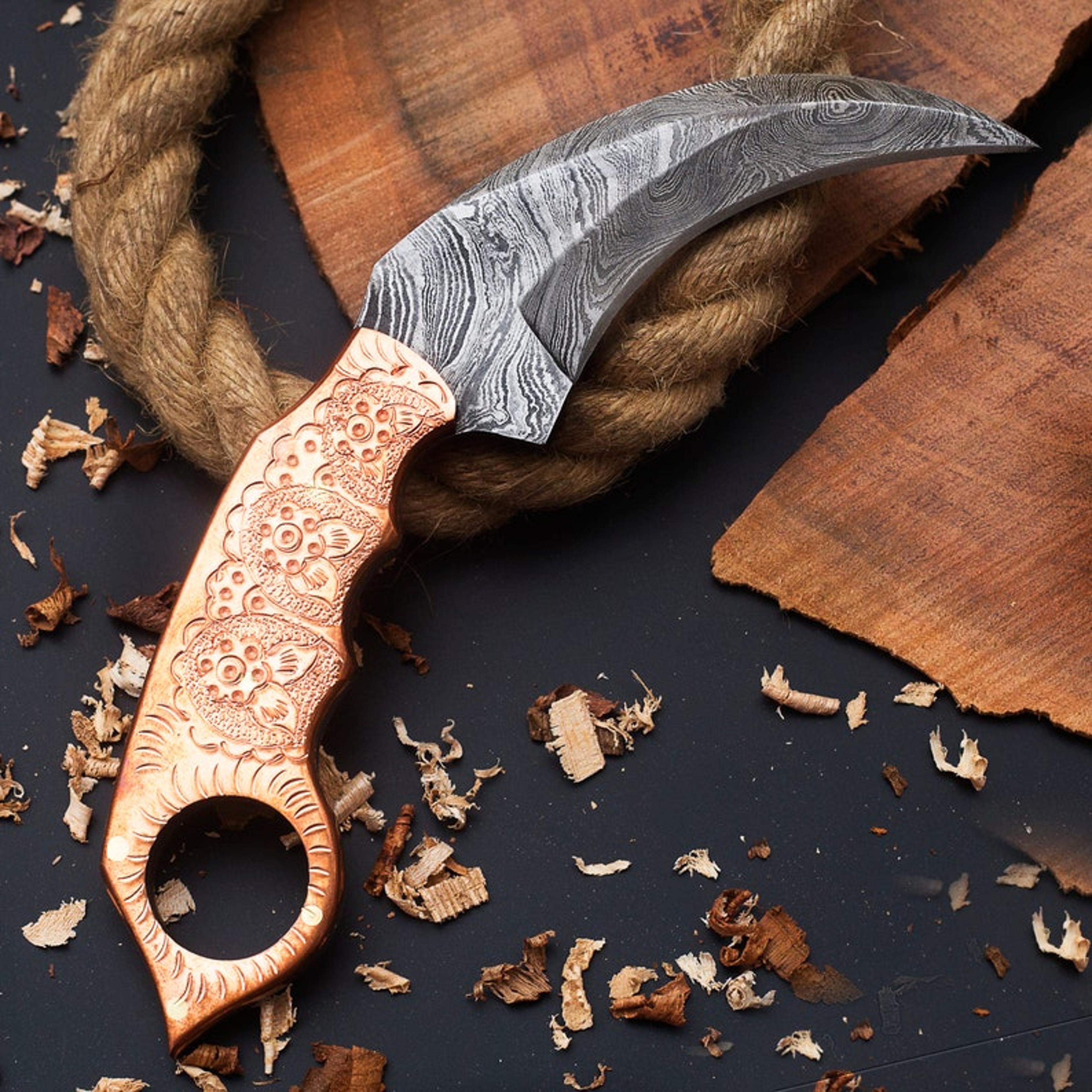 fillet knife fishing knives 8" blade , damascus steel custom handmade knife , gift for him dad husband fathers total si