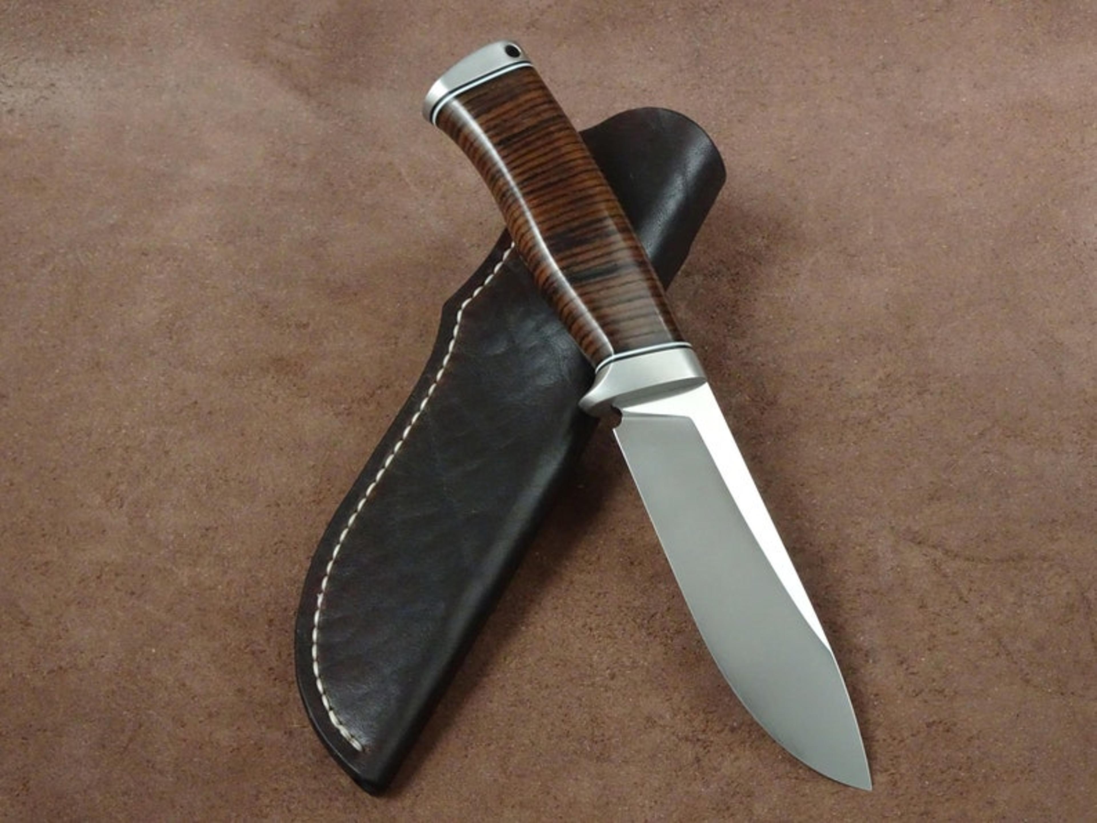 handmade knife, leather handle, hunting knife, bushcraft knife, stainless steel knife, gift for men, hand made knife, ha