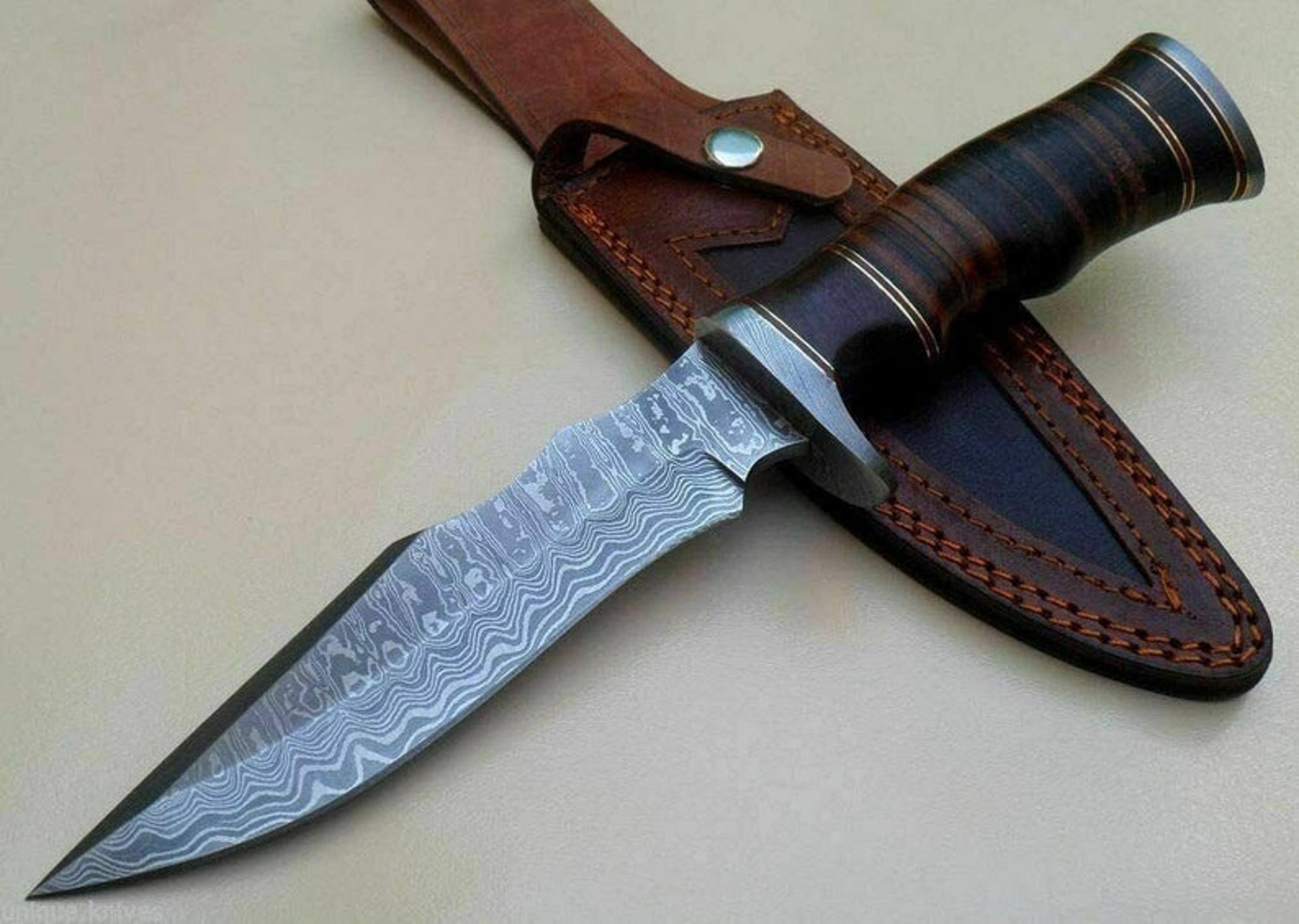 custom hand forged damascus steel hunting knife grooming knife with leather sheath, best gift for father/ christmas gift