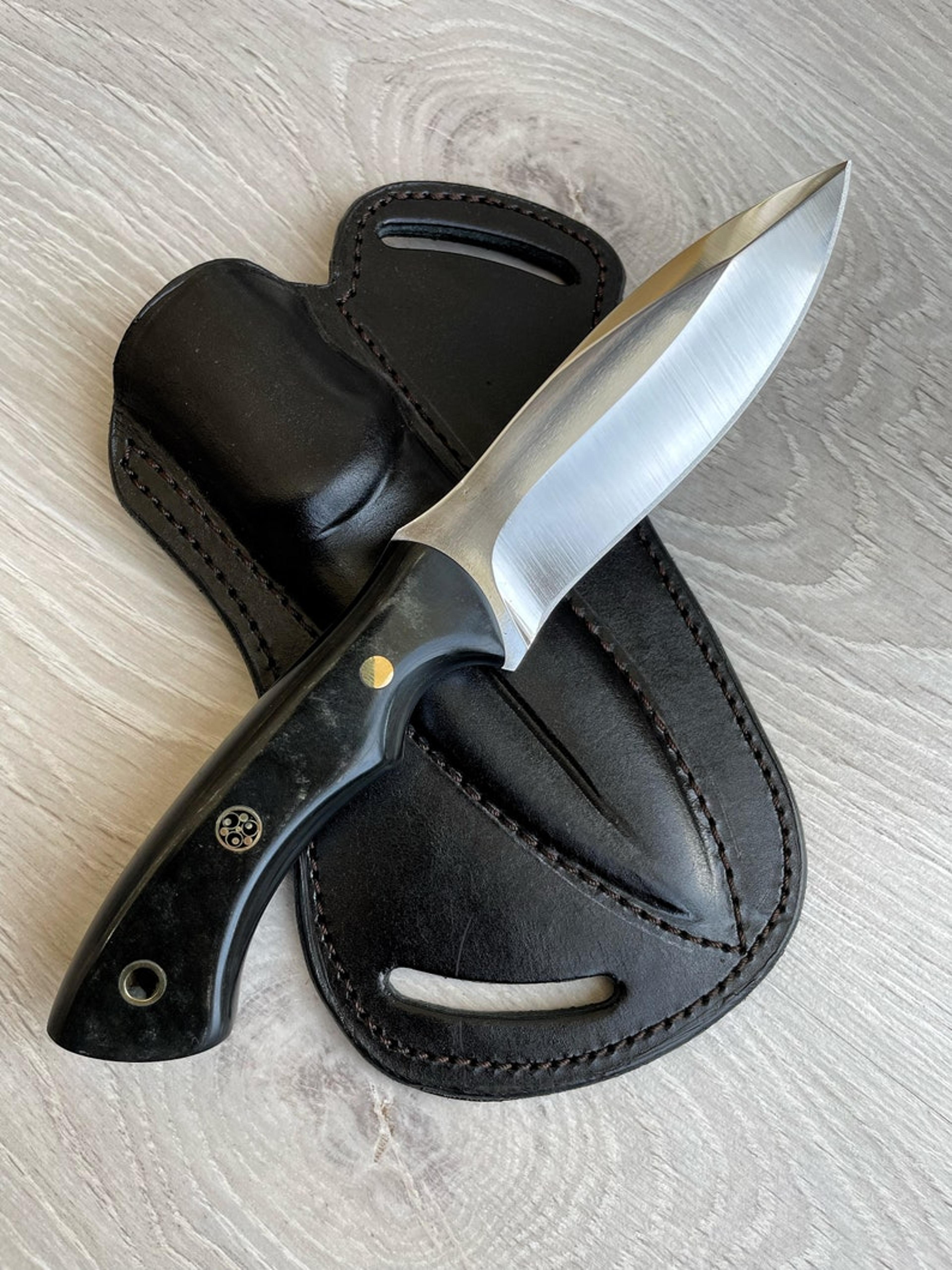 hunting knife 1075 carbon steel and compact fiber handle -blacksmith made camping knife - bushcraft knife - survival kni