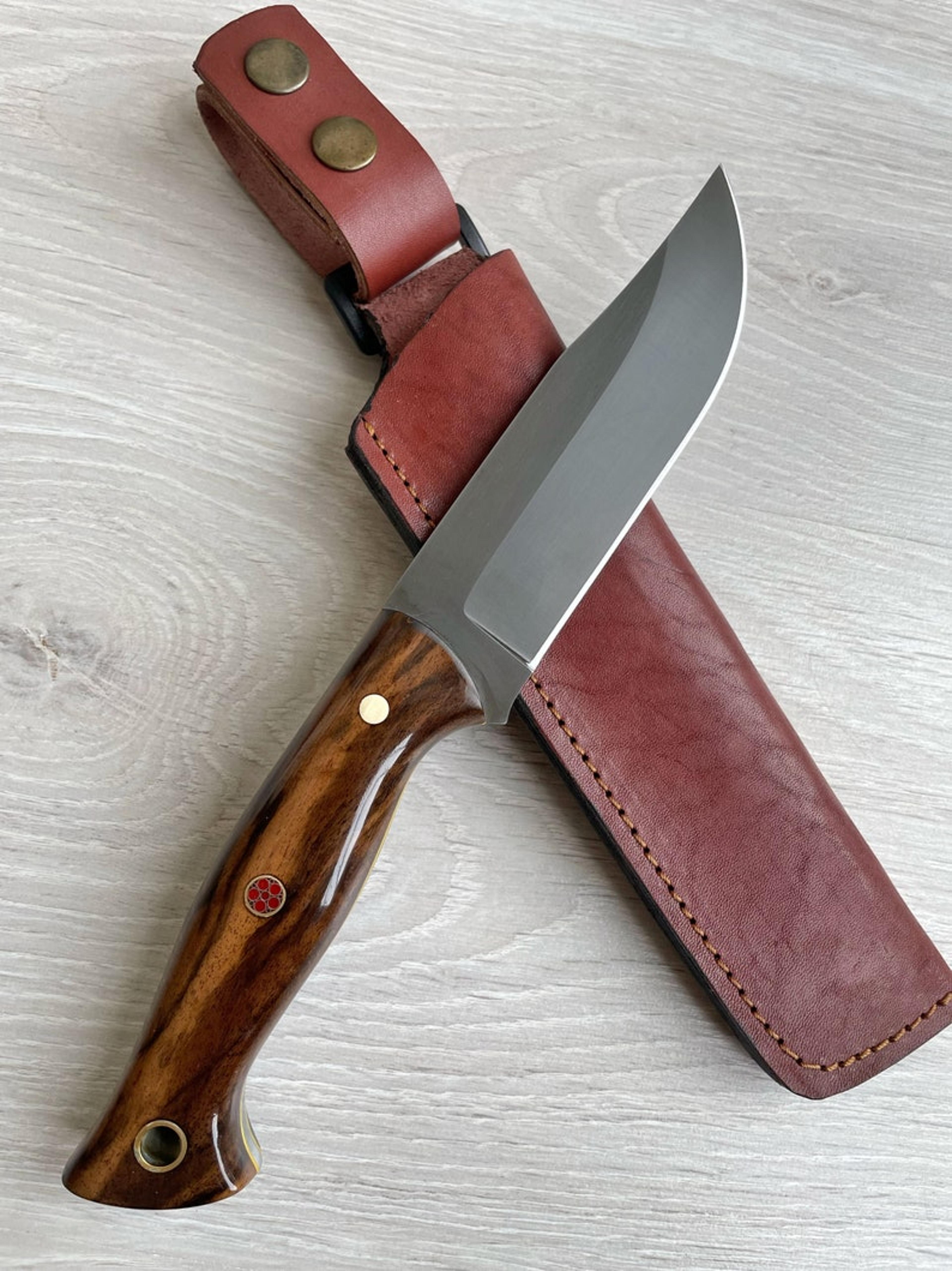 hunting knife 1075 carbon steel and walnut wood handle - blacksmith made camping knife - tactical knife - survival knife