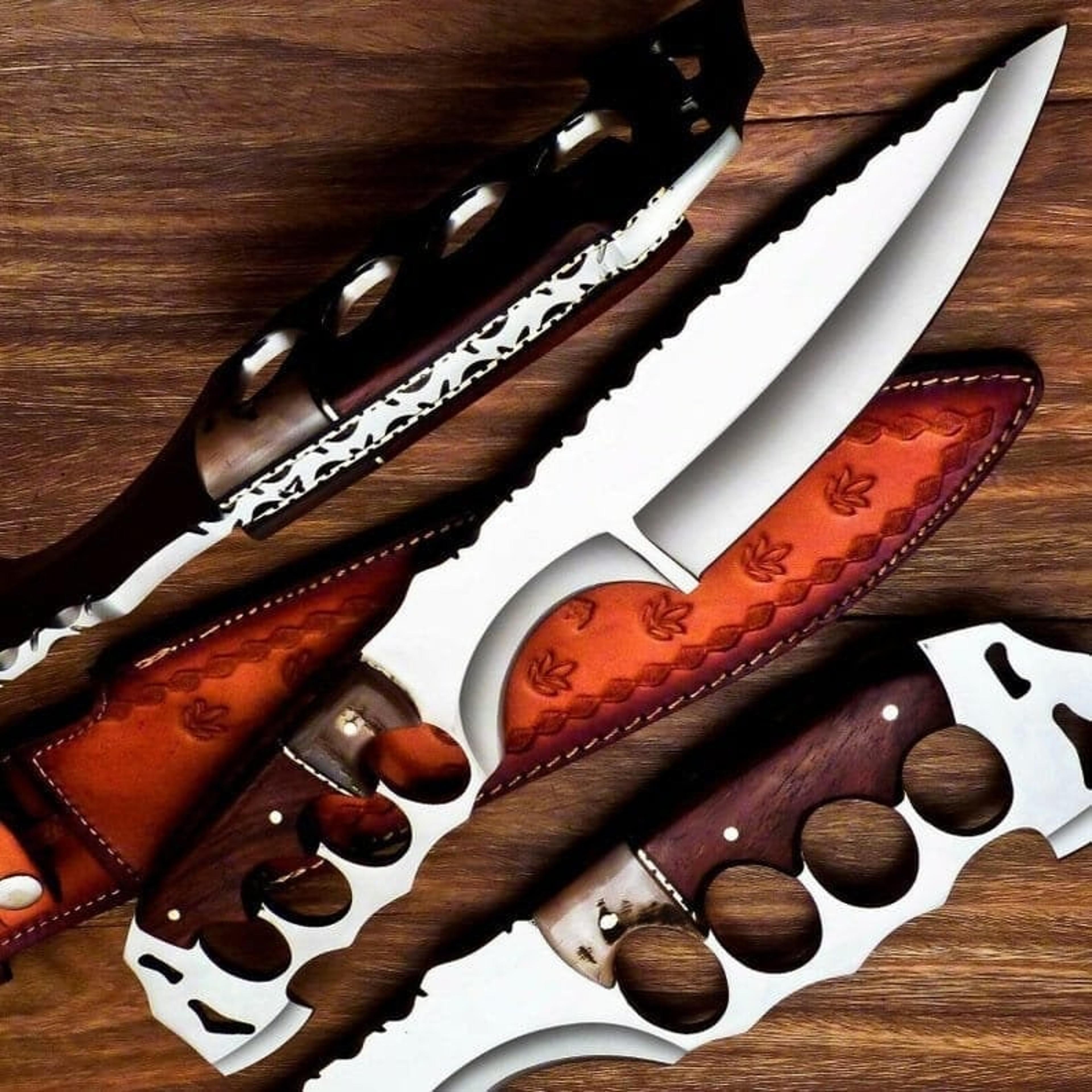 custom handmade d2 steel high polish crocodile dundee rambo & bowie knife, birthday gift for men, anniversary gift for h