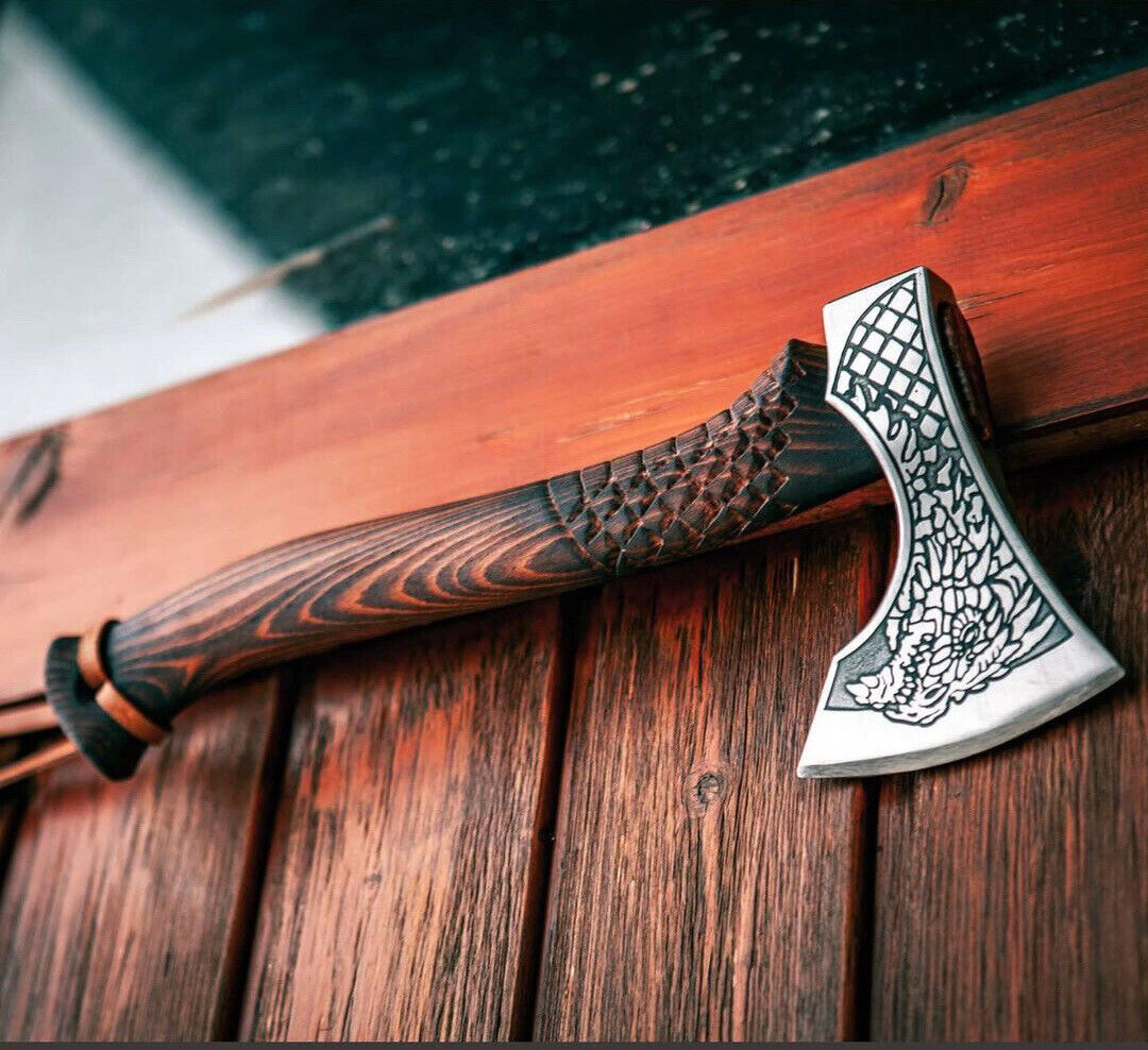 custom handmade carbon steel viking axe hatchet tomahawk hunting axe |dragon axe