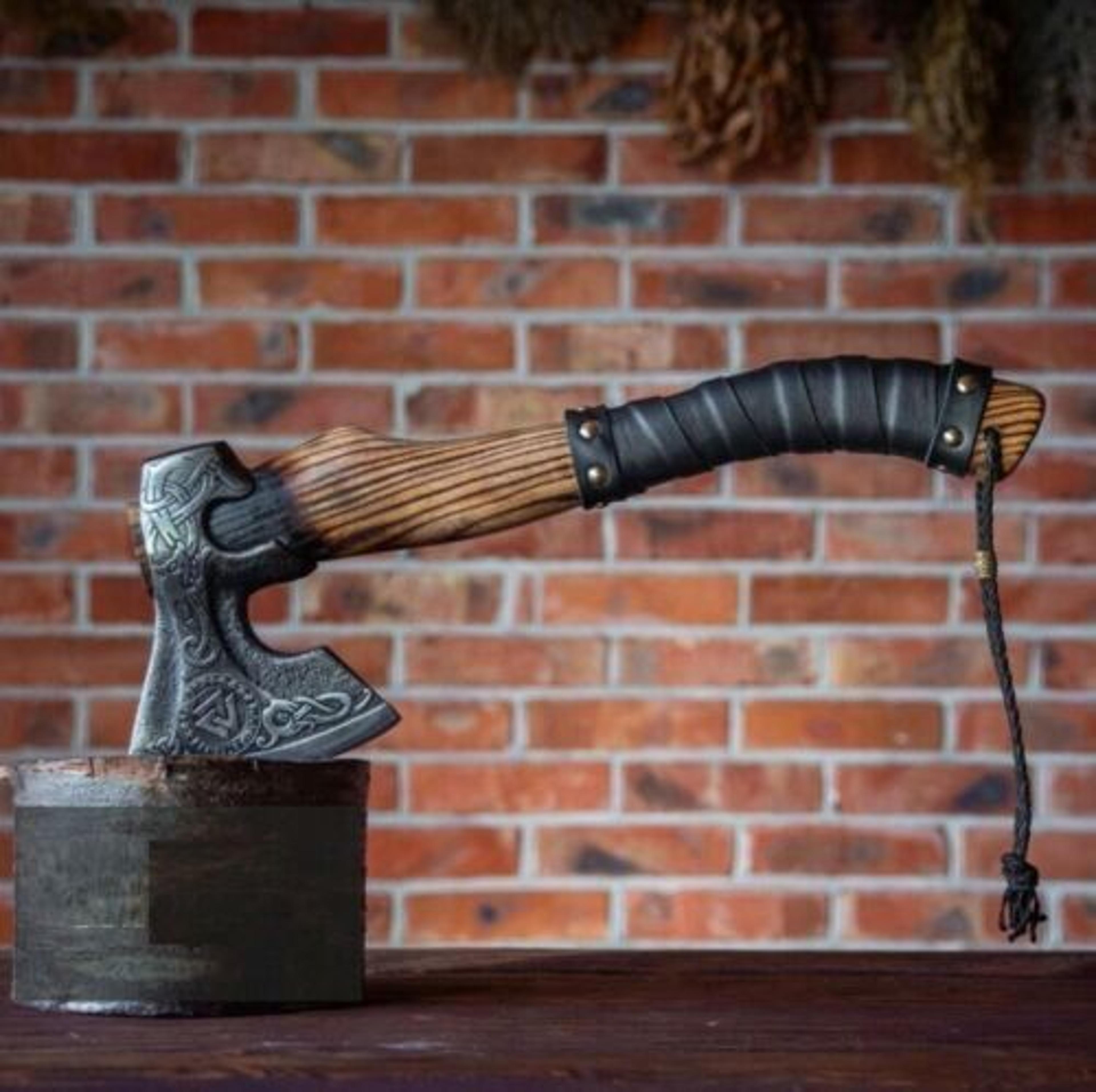 viking bearded tomahawk – custom handmade high-carbon steel hunting axe