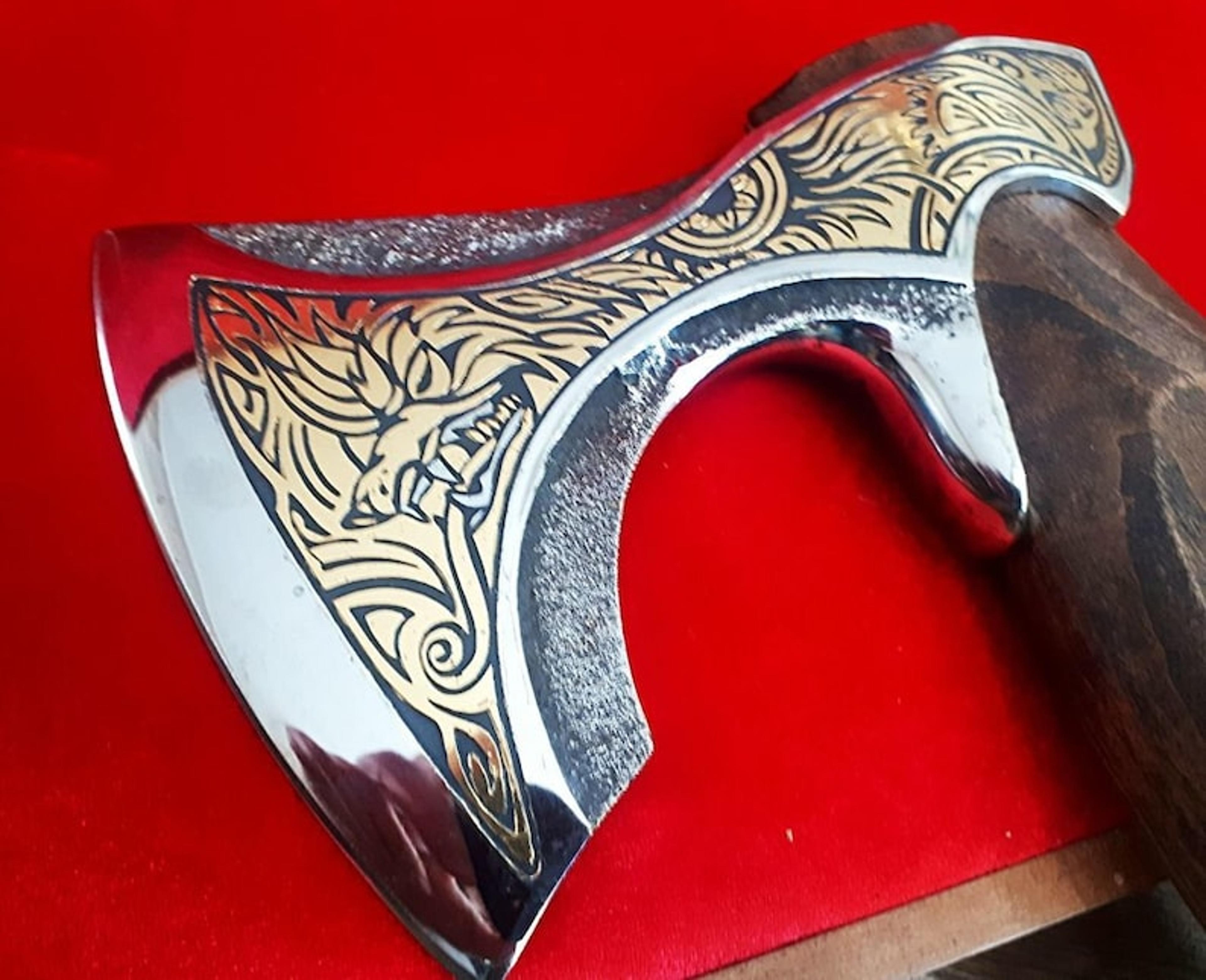 gift for him viking hatchet axe wolf forged carbon steel axe with wood handle viking bearded battle axe|anniversarygift