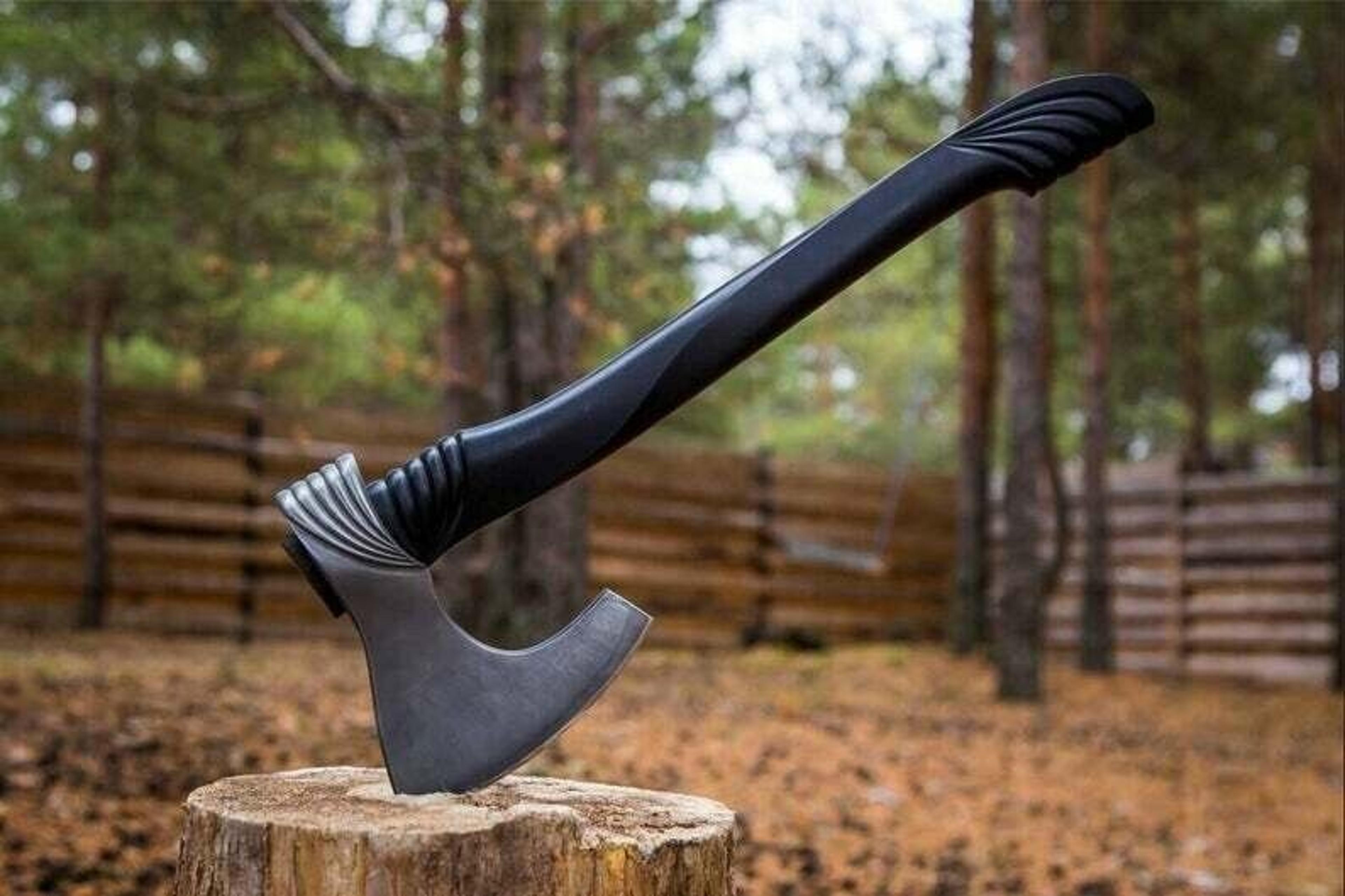hand-forged high carbon steel axe head | 20" forged blade (512 layers) | replacement axe head for hunting, camping