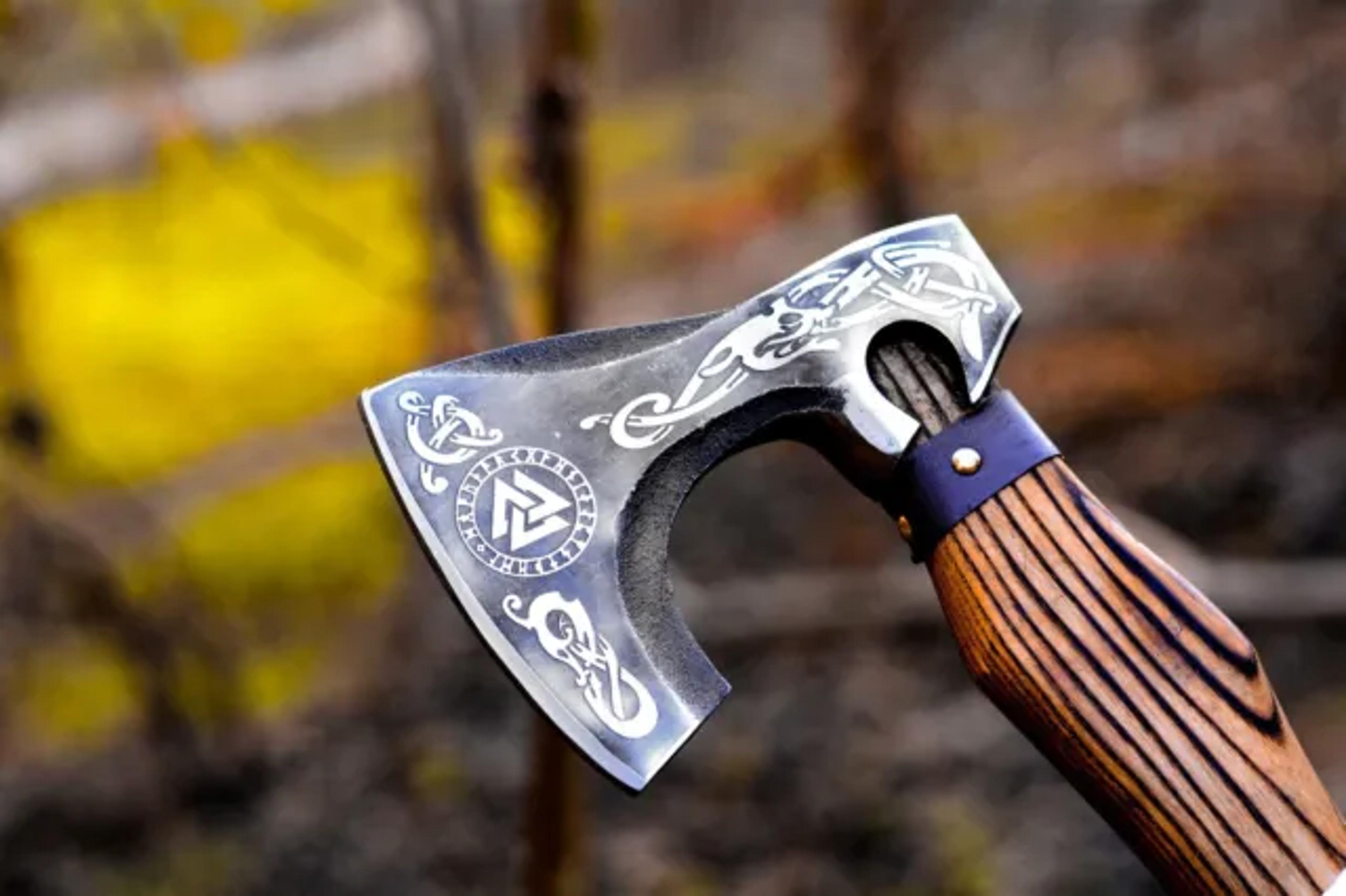 handmade carbon steel hatchet | viking tomahawk axe for hunting & outdoor use | hand-forged camping axe