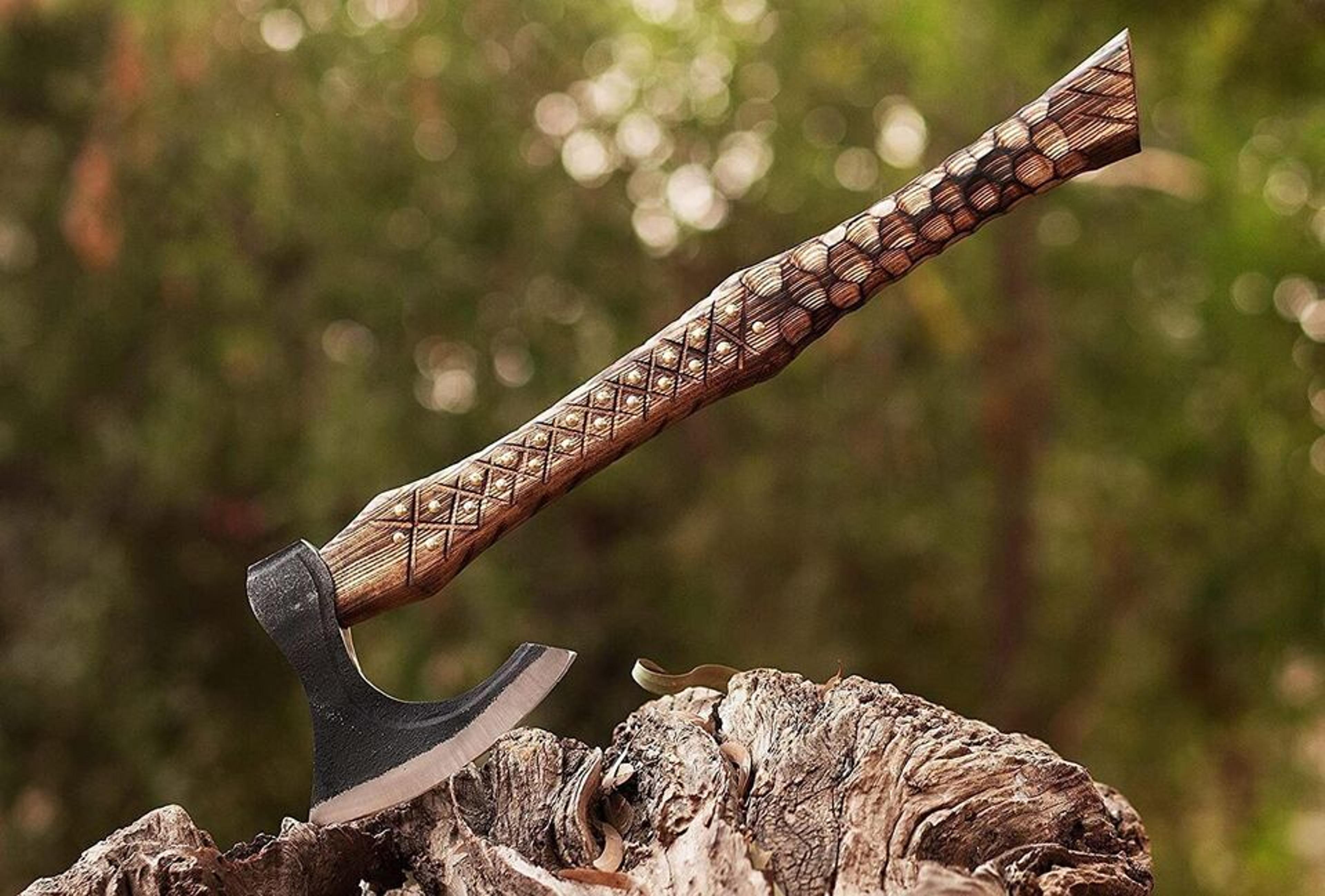 hand-forged carbon steel axe | 5" cutting edge | ash wood handle | handmade viking axe