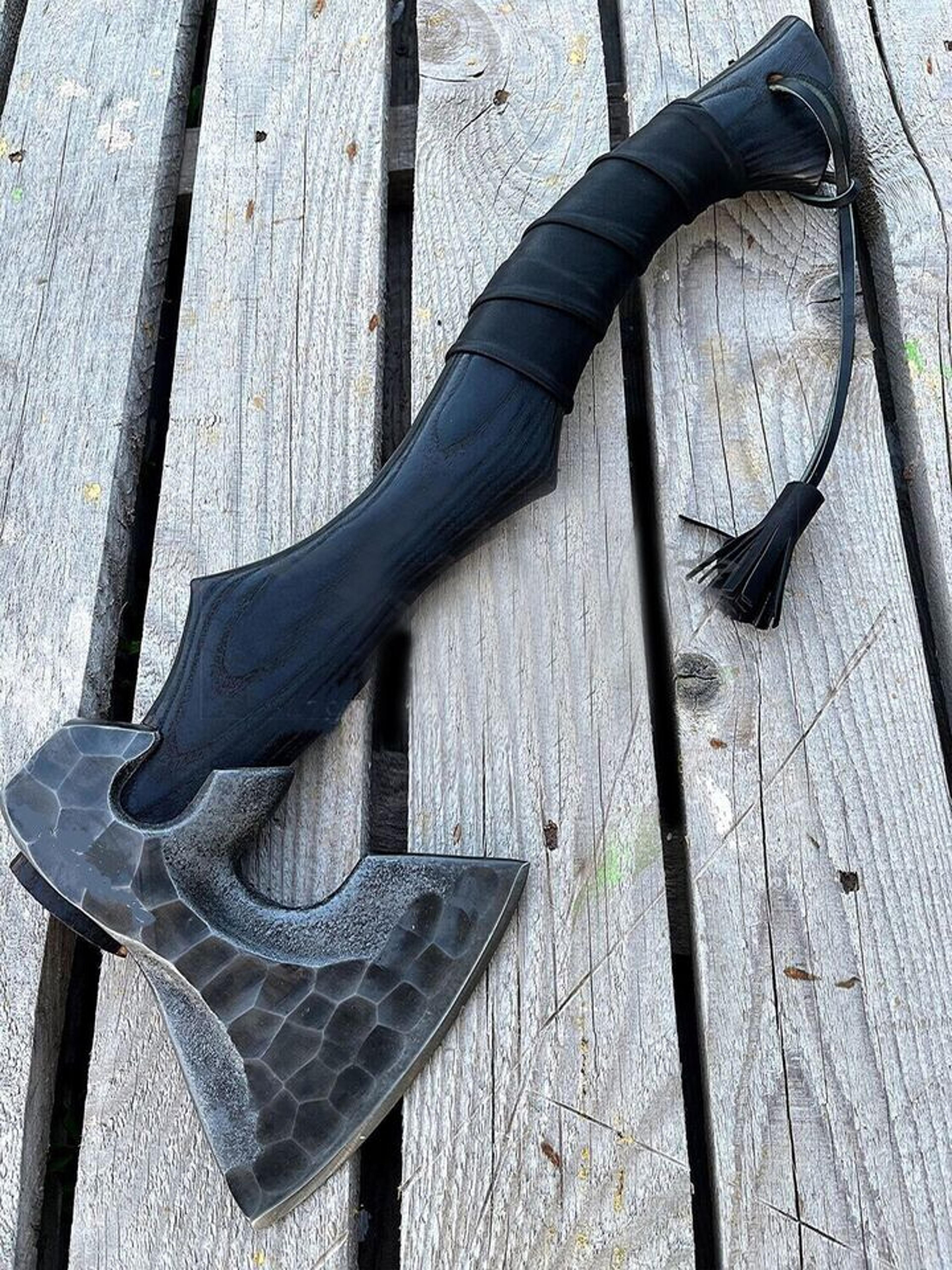 19" hand-forged carbon steel axe | 5" cutting edge | ash wood handle | handmade viking axe | collectible gift