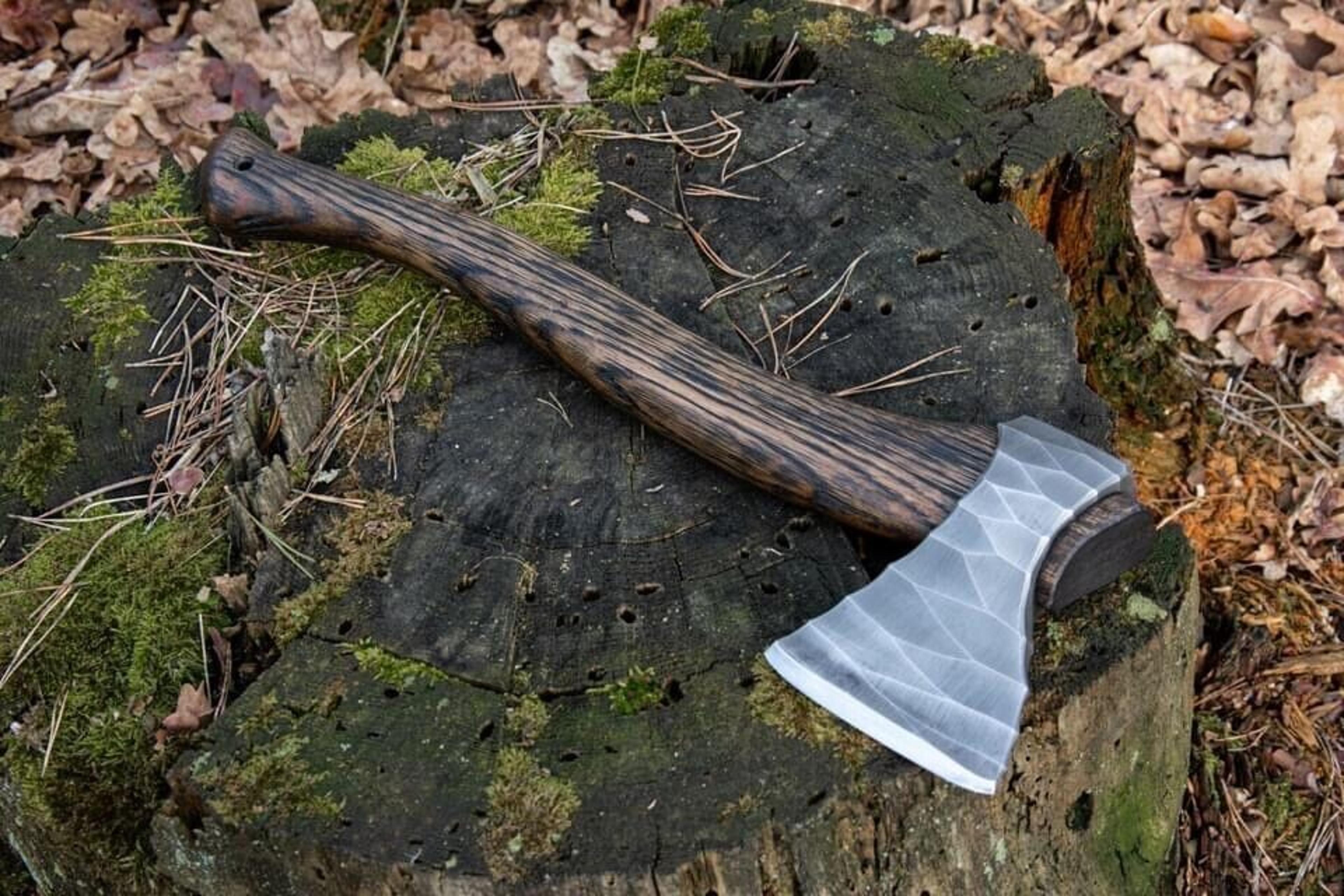 hand-forged carbon steel viking bearded axe | rosewood handle | handmade camping & battle axe | perfect christmas