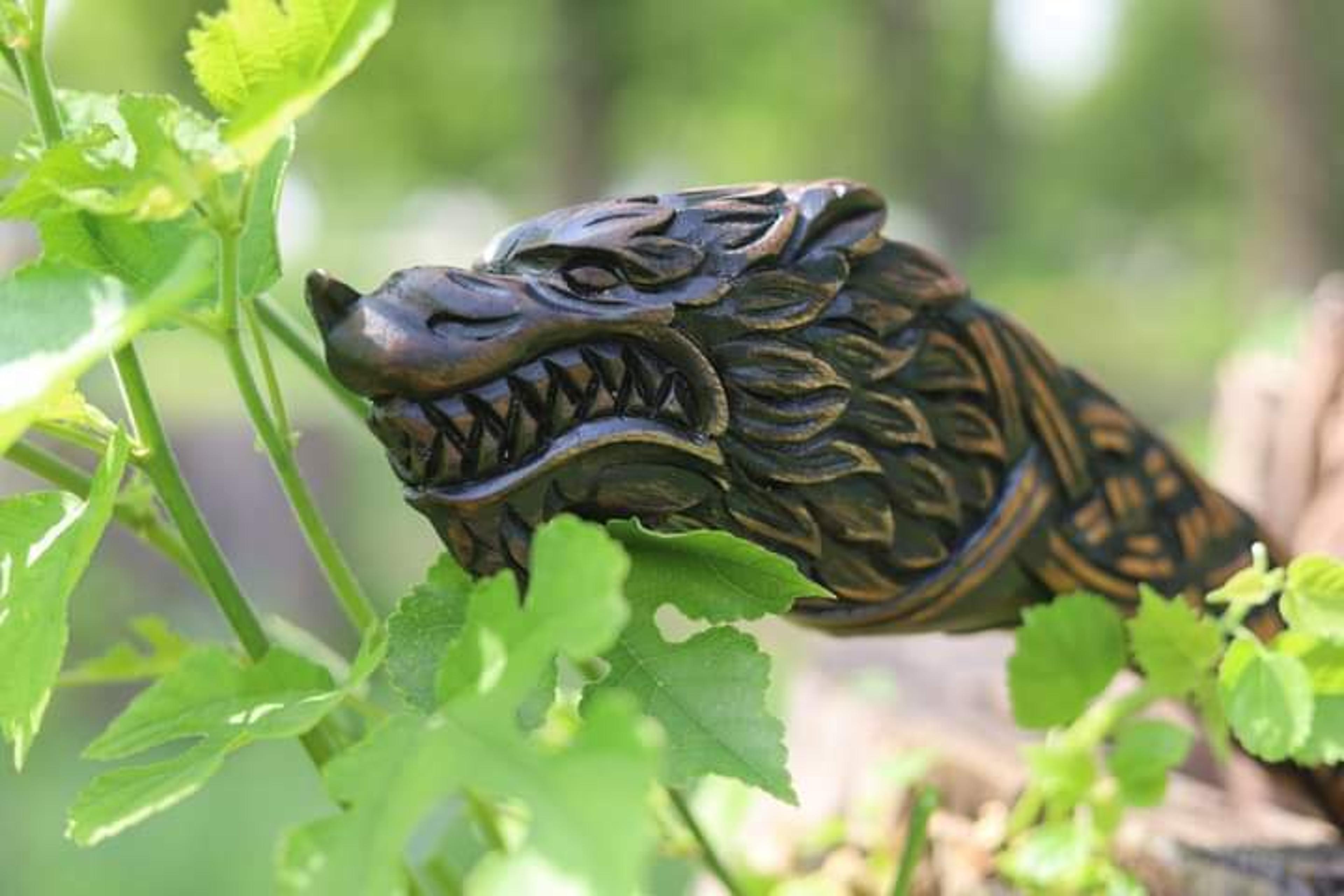 custom hand made high carbon steel viking axe & daragon wood handle camping axe.