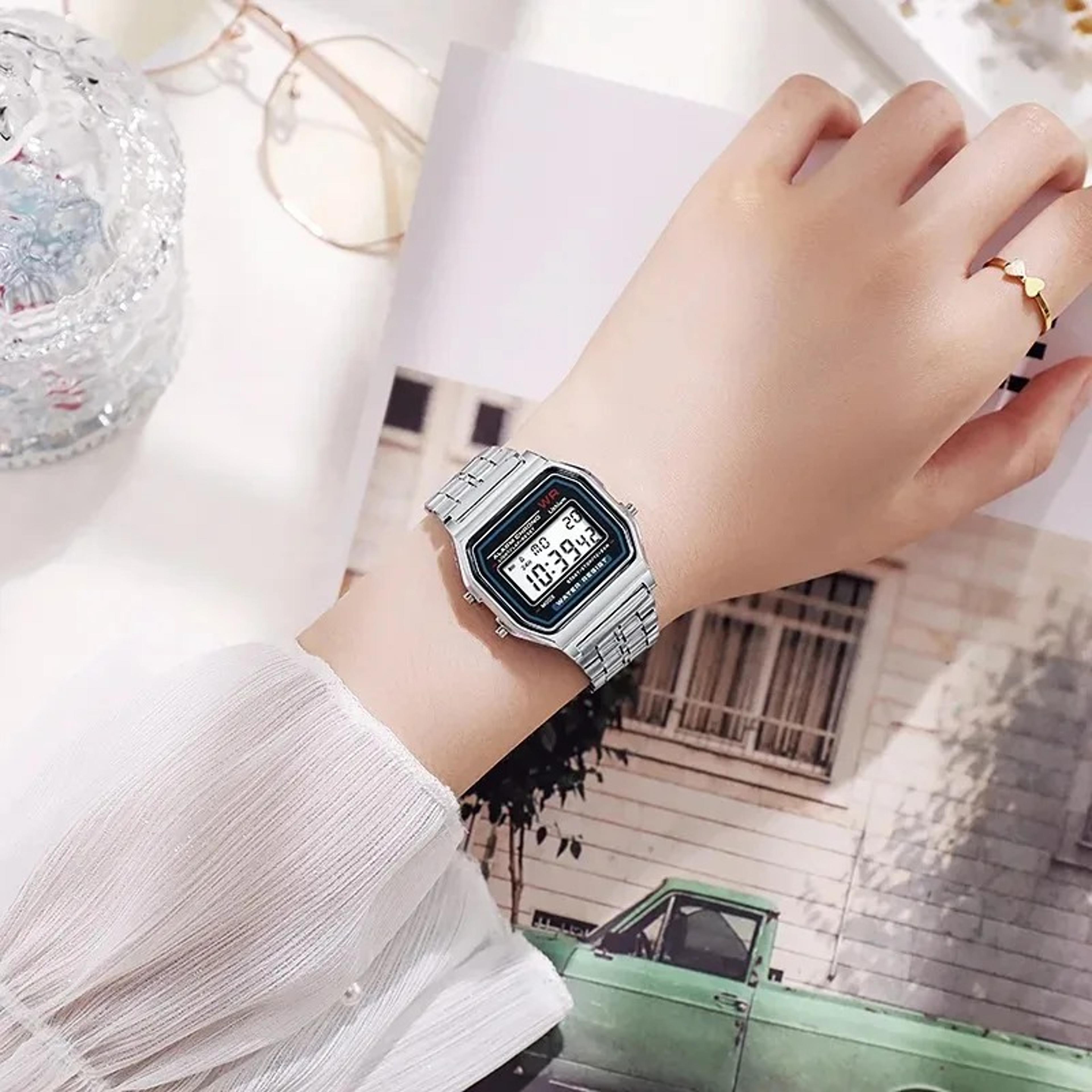 retro luxury gold rose digital display watch for men and women