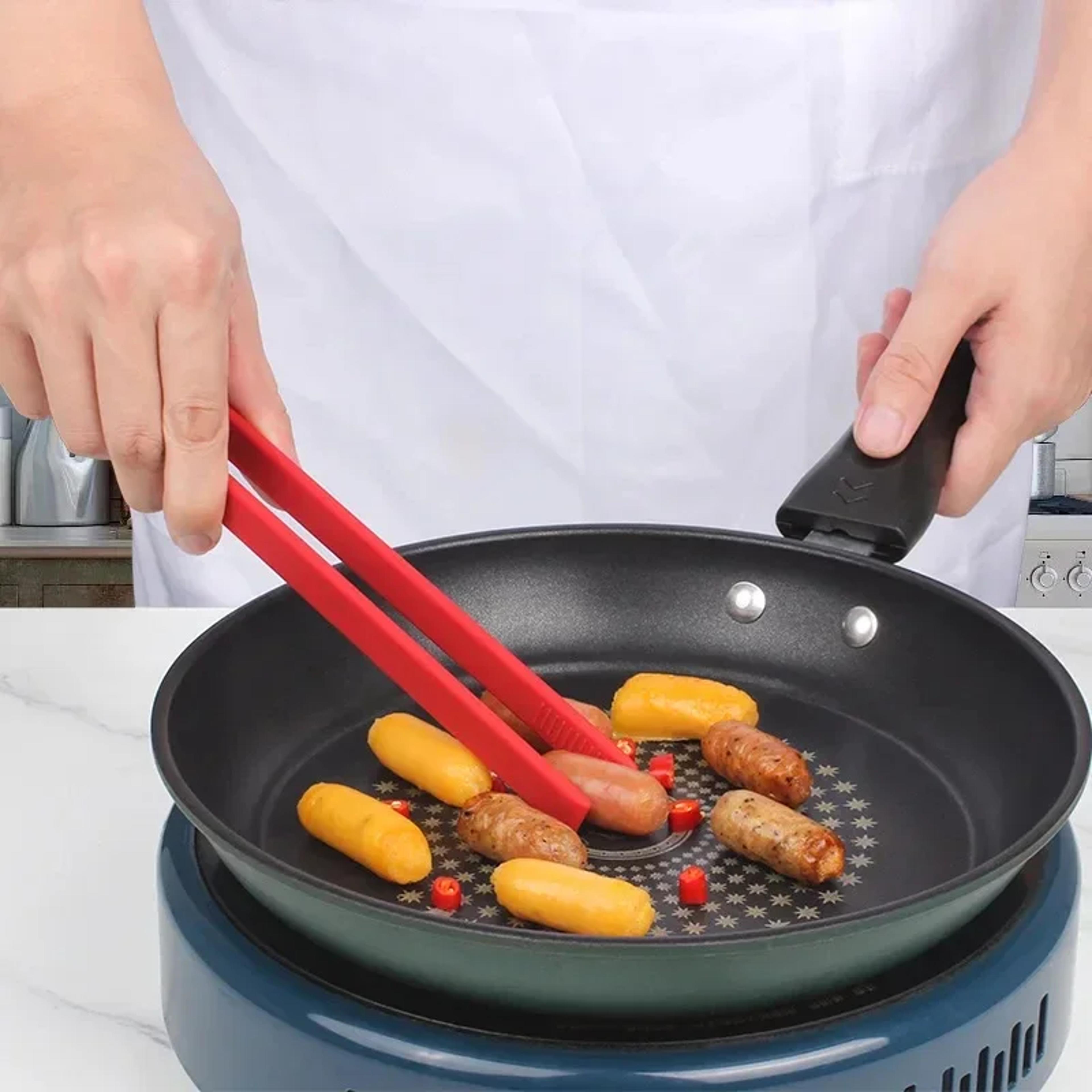 anti slip silicone salad tongs prong bbq clip & kitchen utensils for cooking