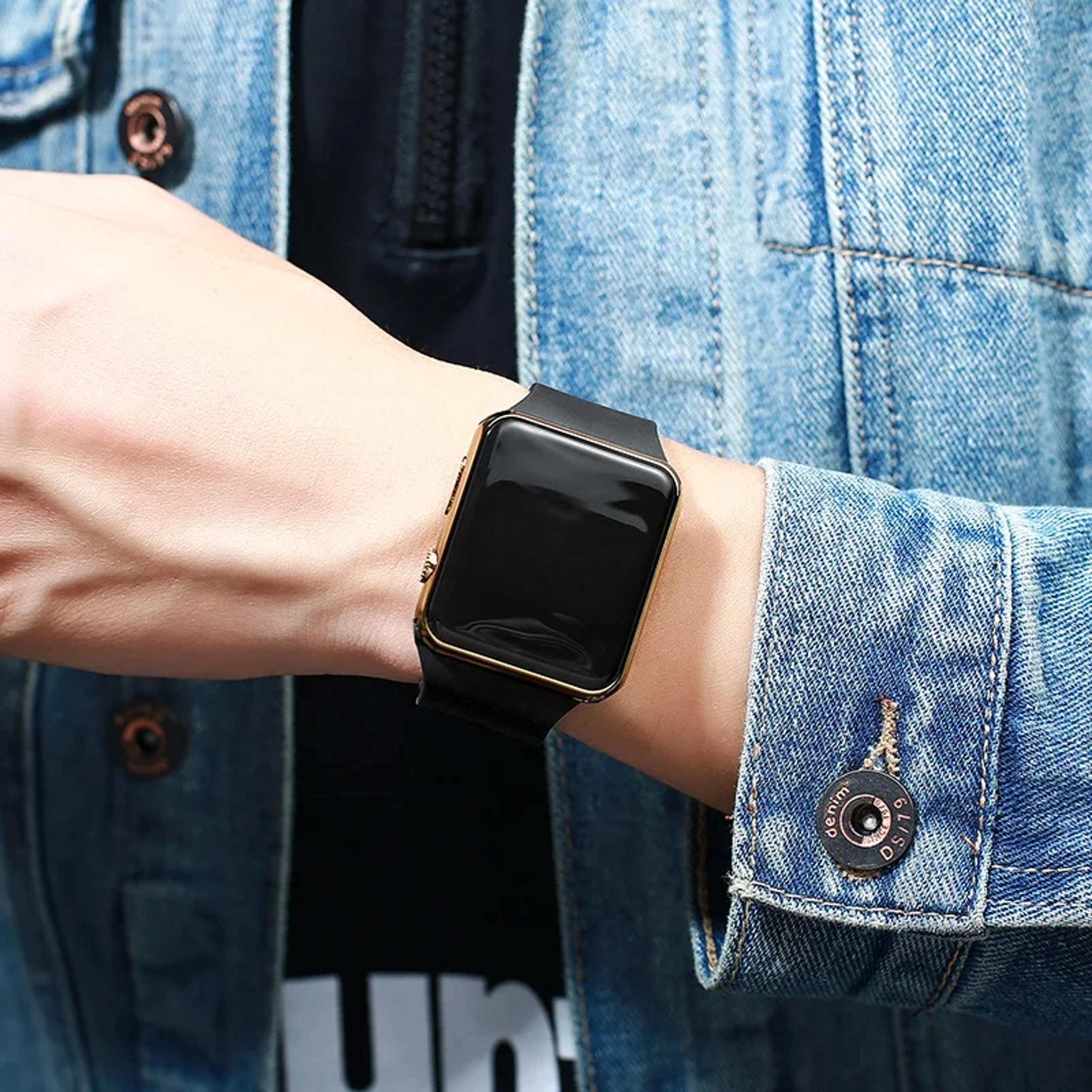 simple digital watch for men and women fashion led sports watch with black silicone wristband