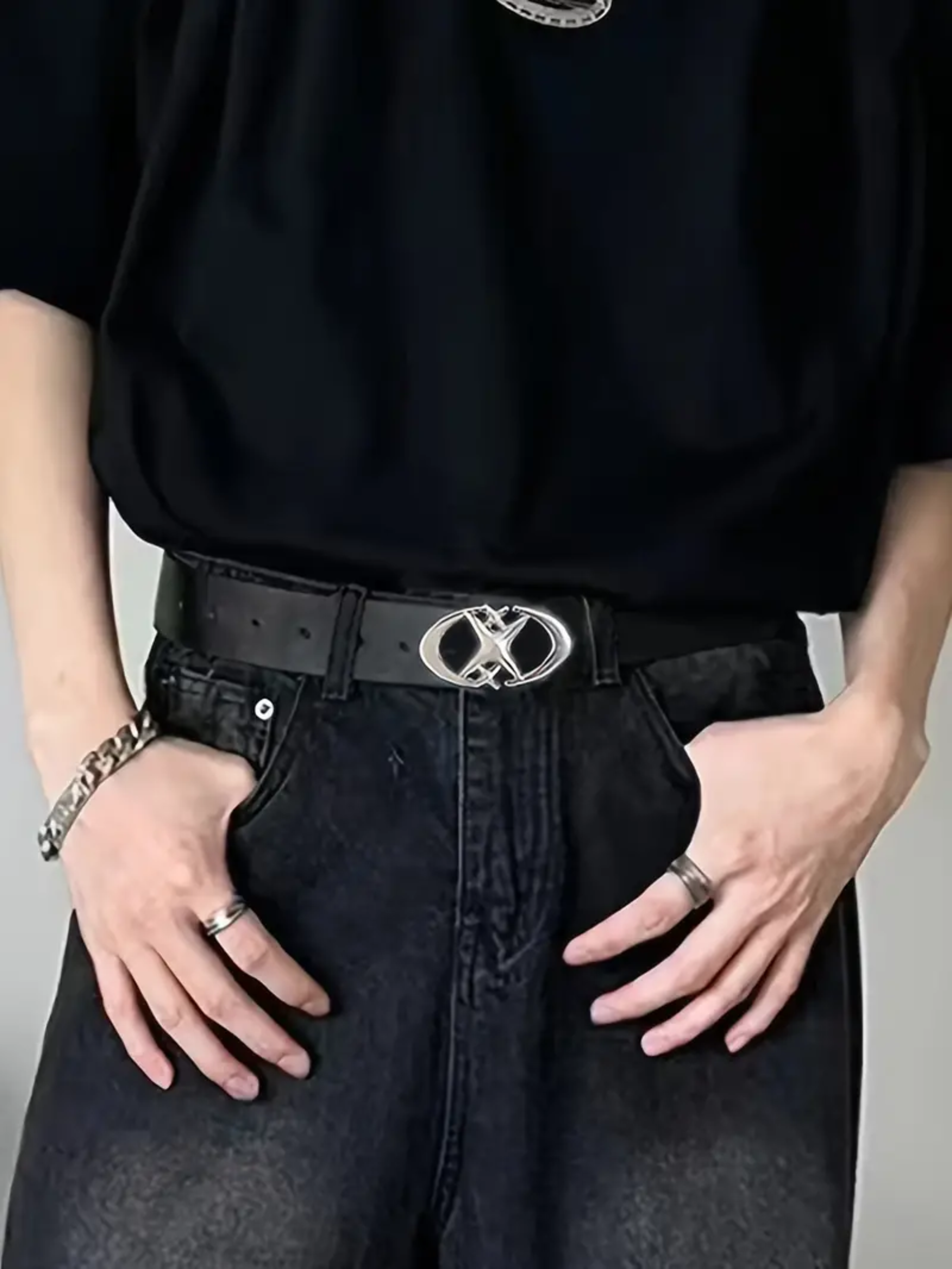 stylish oval cross metal buckle belt durable simple universally compatible unisex gift idea for men and women