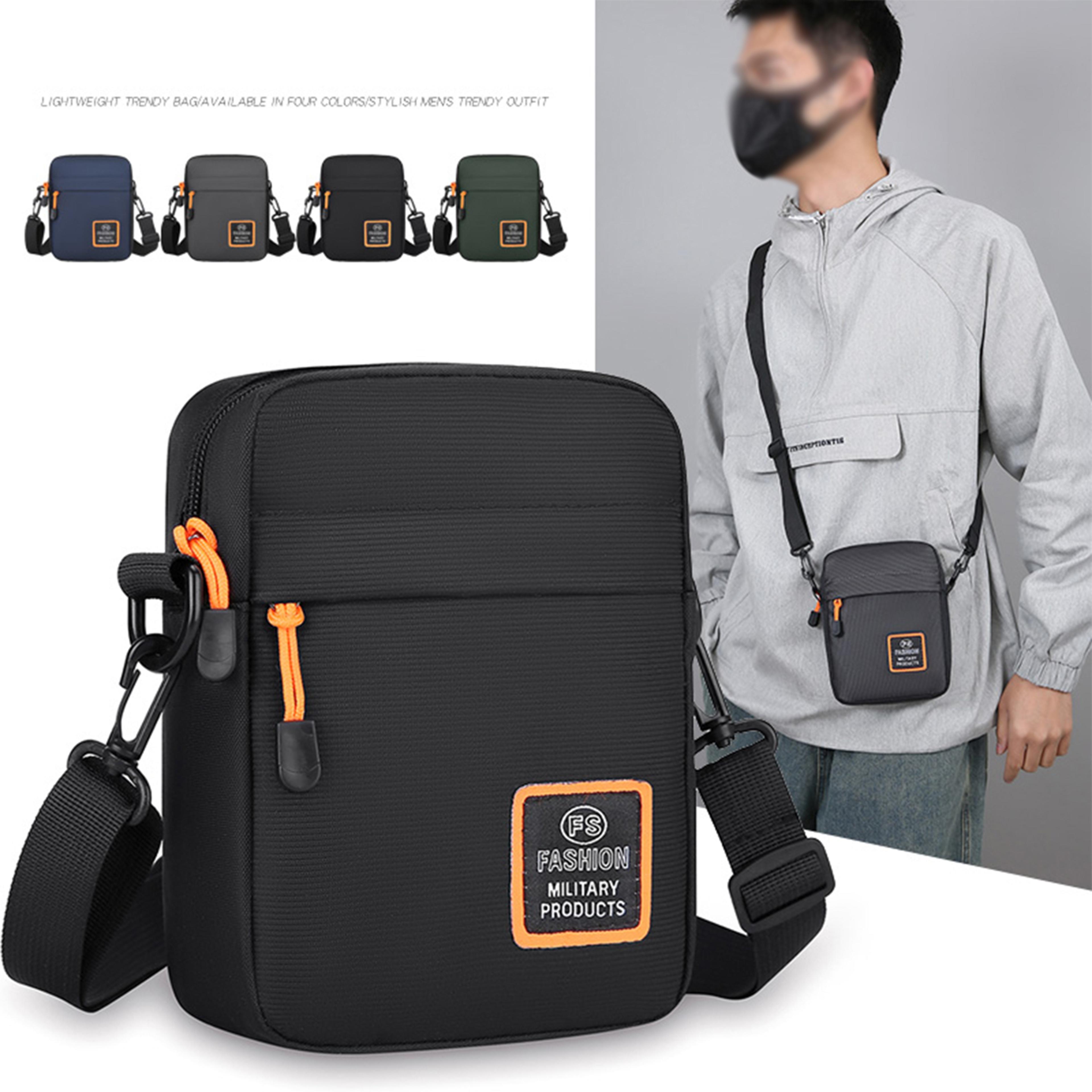 mens lightweight nylon crossbody bag with adjustable strap for everyday use
