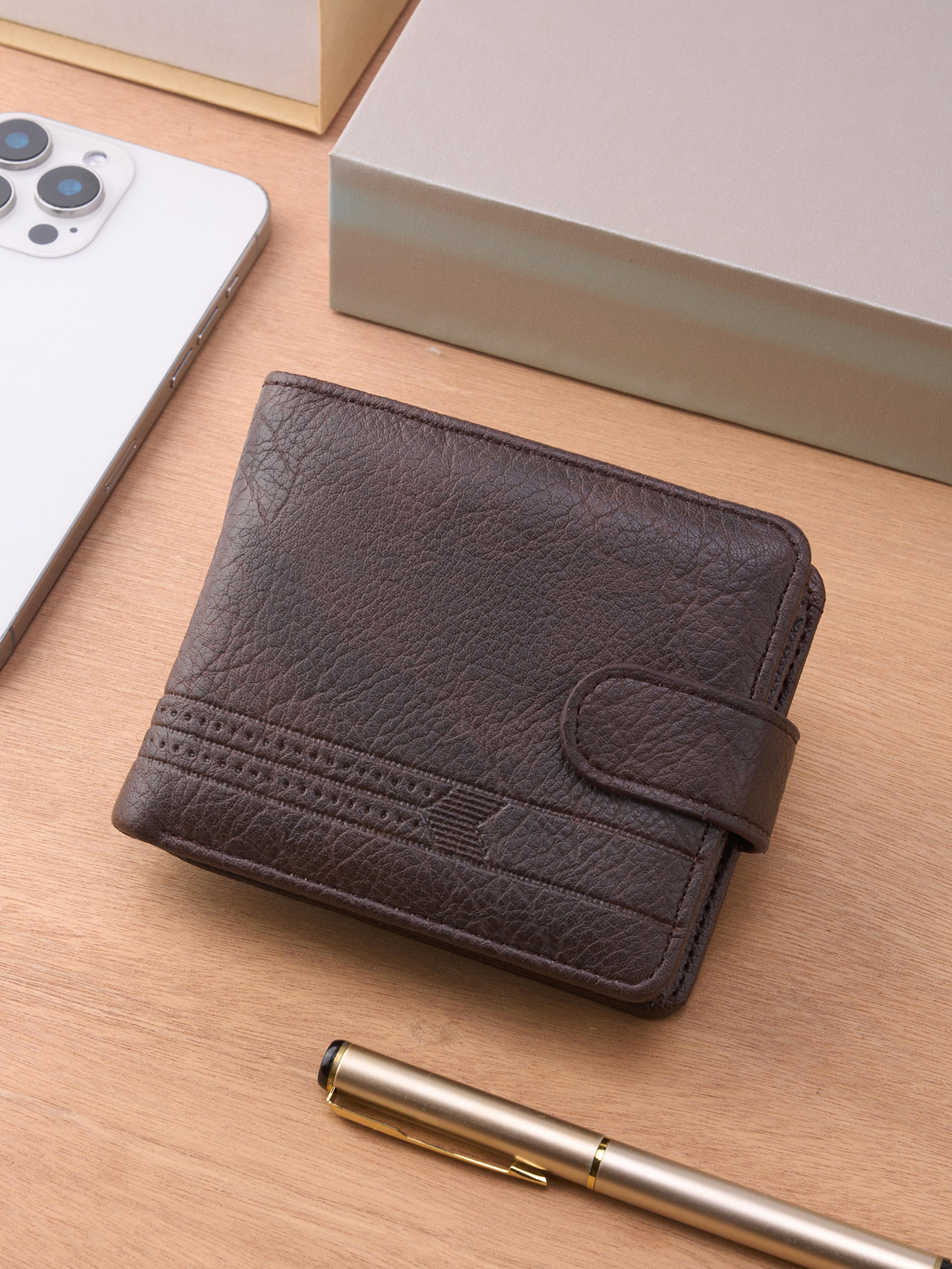 slim leather zipper wallet for men multi card coin pocket purse