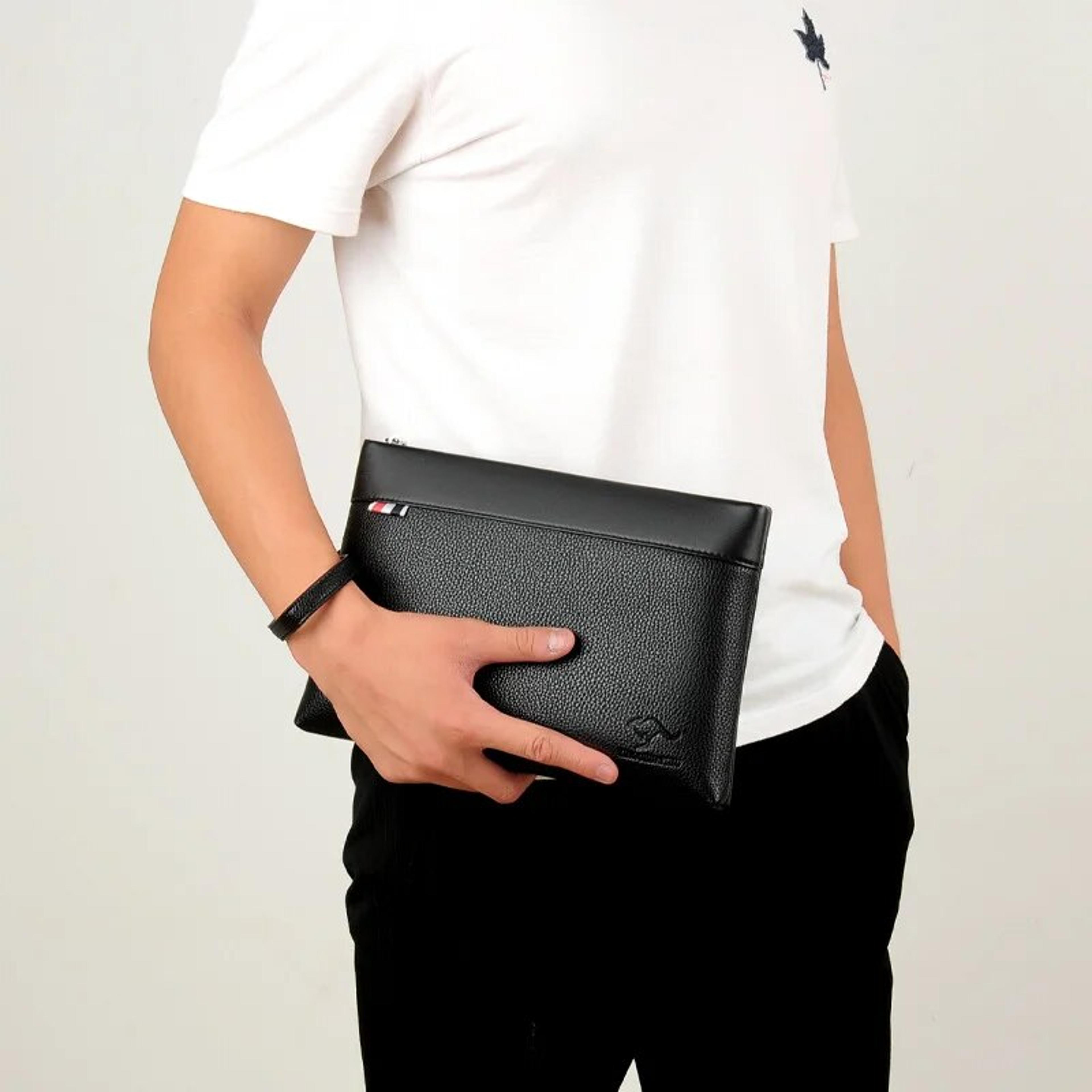 luxury leather clutch bag for men stylish designer wallet for phones cards and essentials