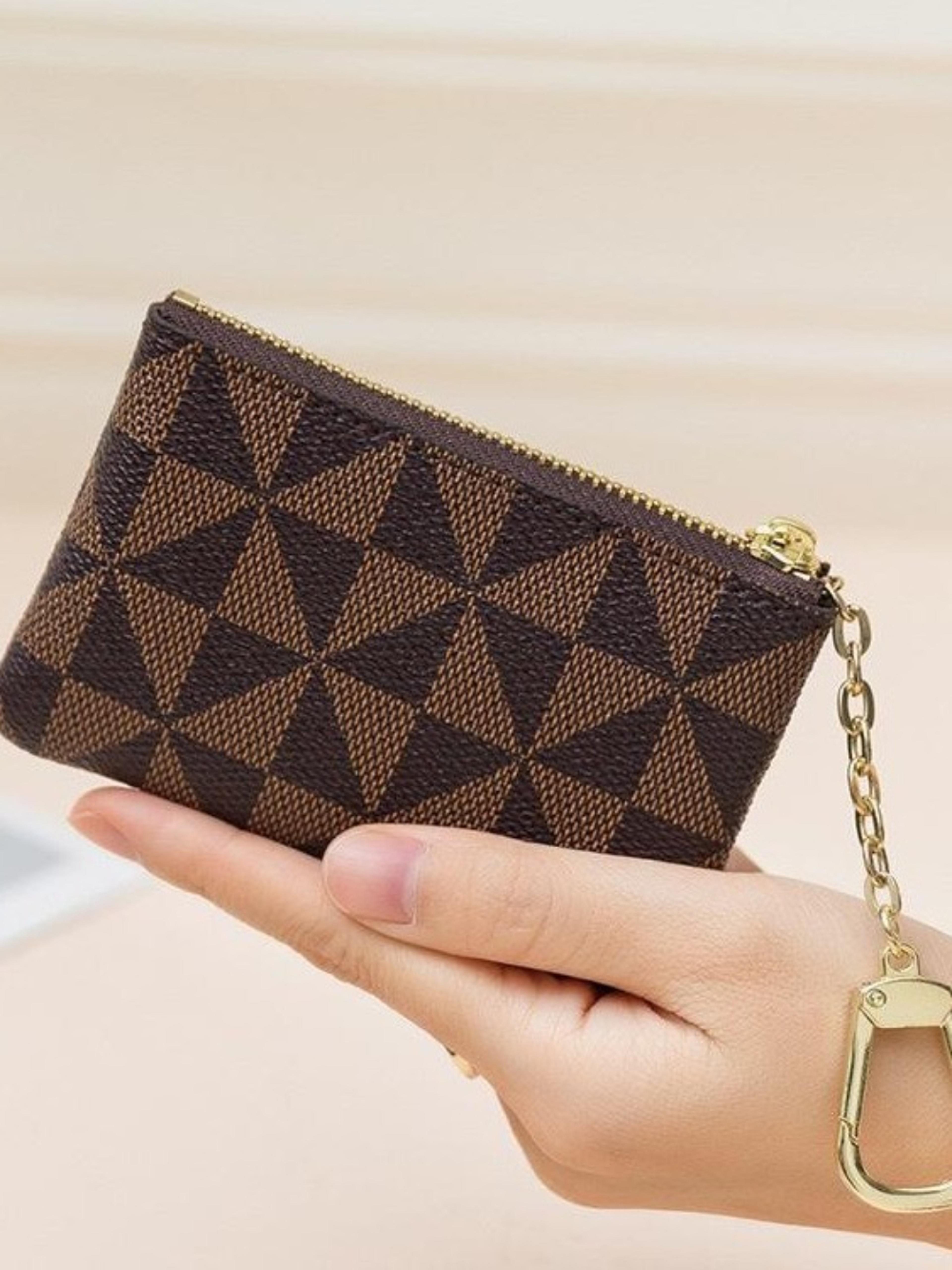 mini card case with key holder & metal decor stylish coin purse & hanging bag for easy organization