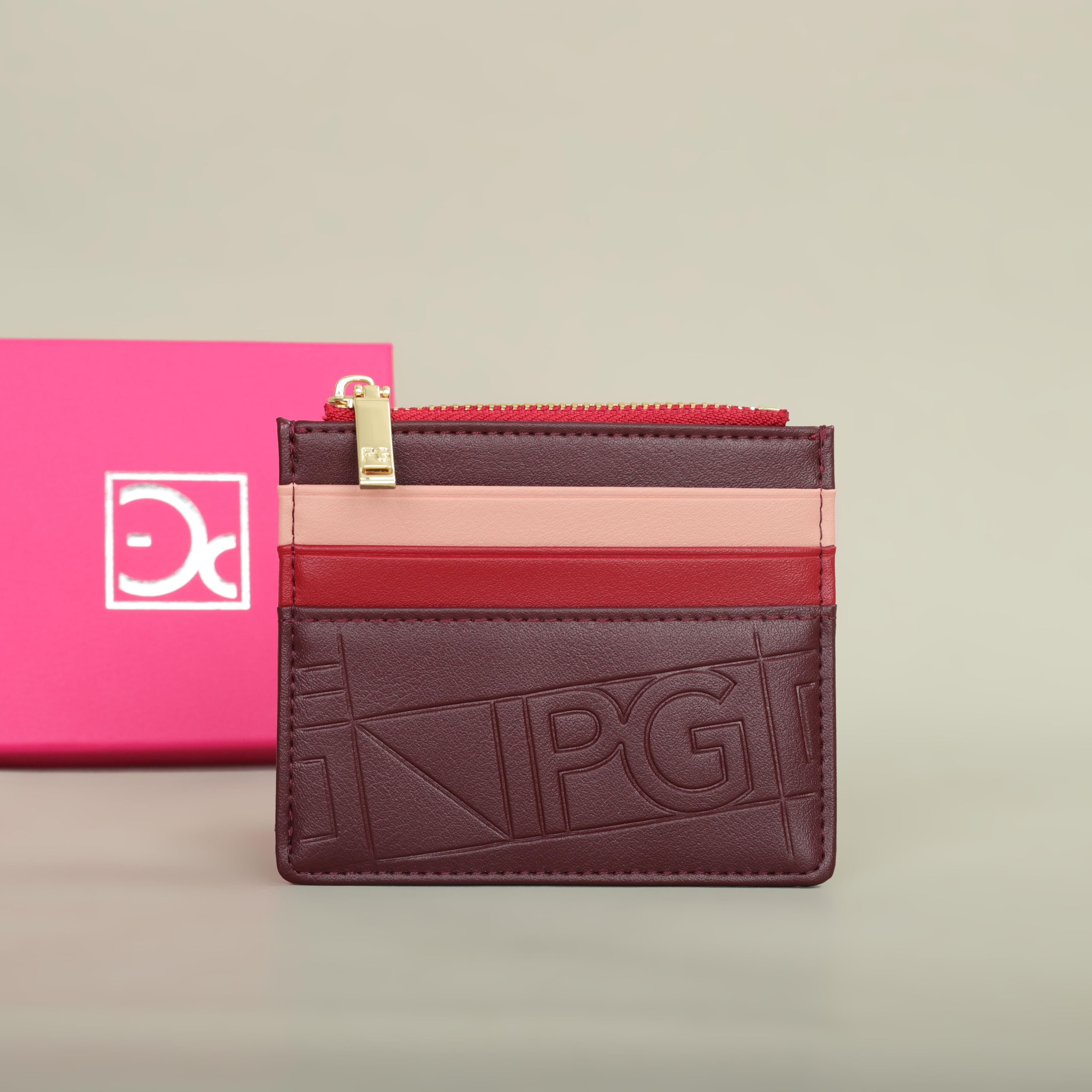 fashionable womens retro wallet with monogram print zipper leather card holder