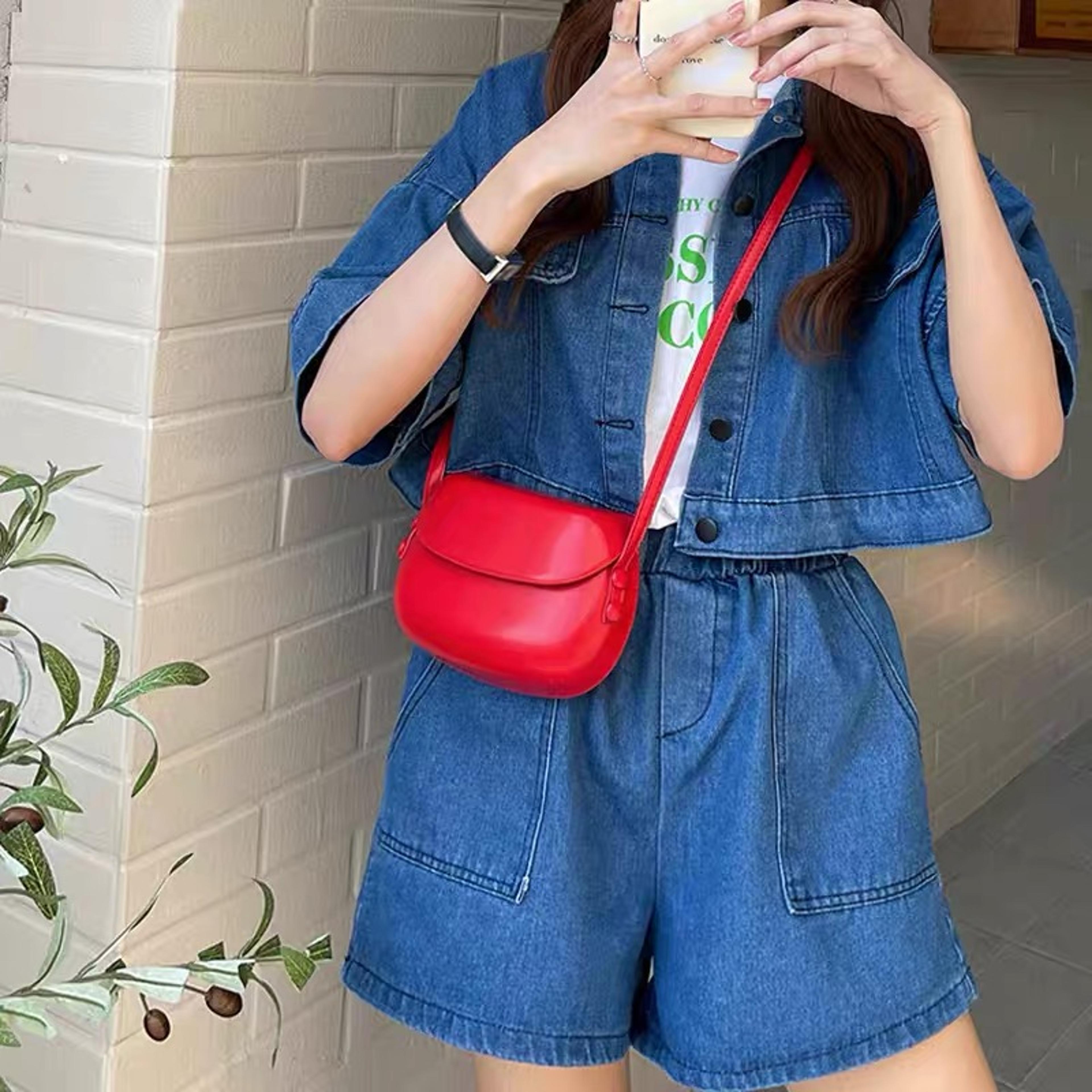 red flap crossbody bag for women mini pu leather shoulder purse & handbag for girls and ladies