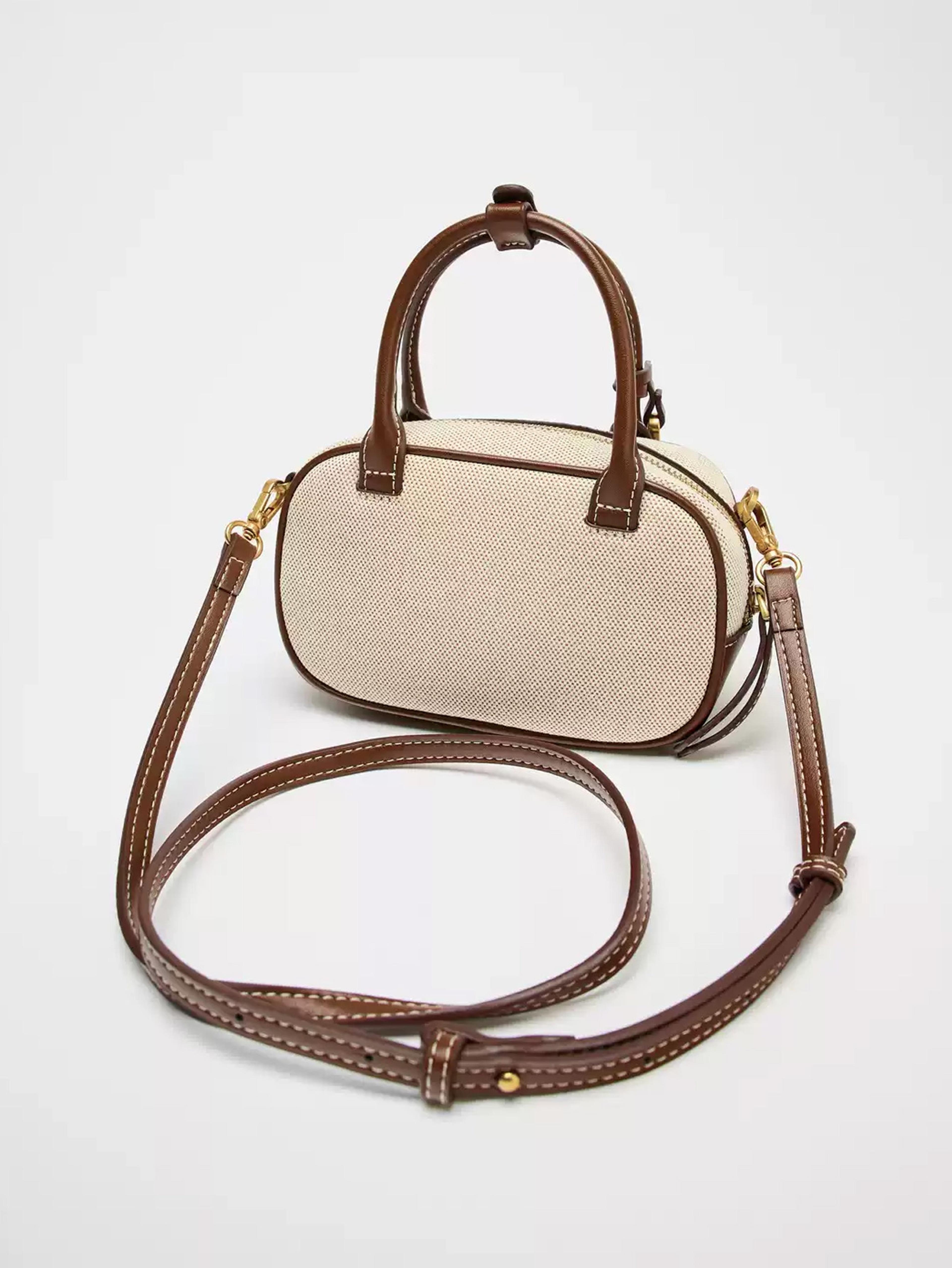 retro color blocking crossbody canvas pu handheld bag stylish small square shoulder bowling bag