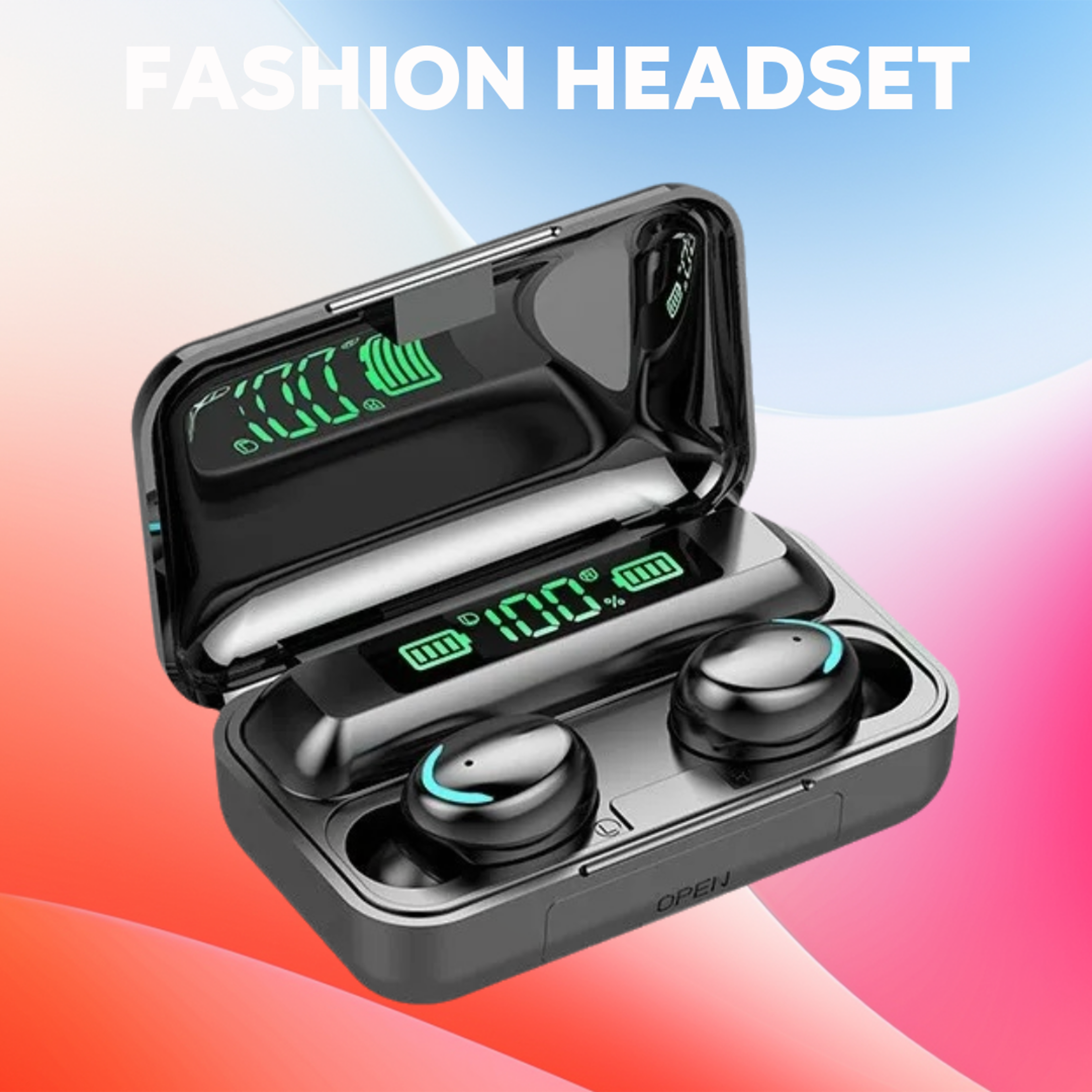 wireless bluetooth gaming earbuds tws headphones with digital display & charging case