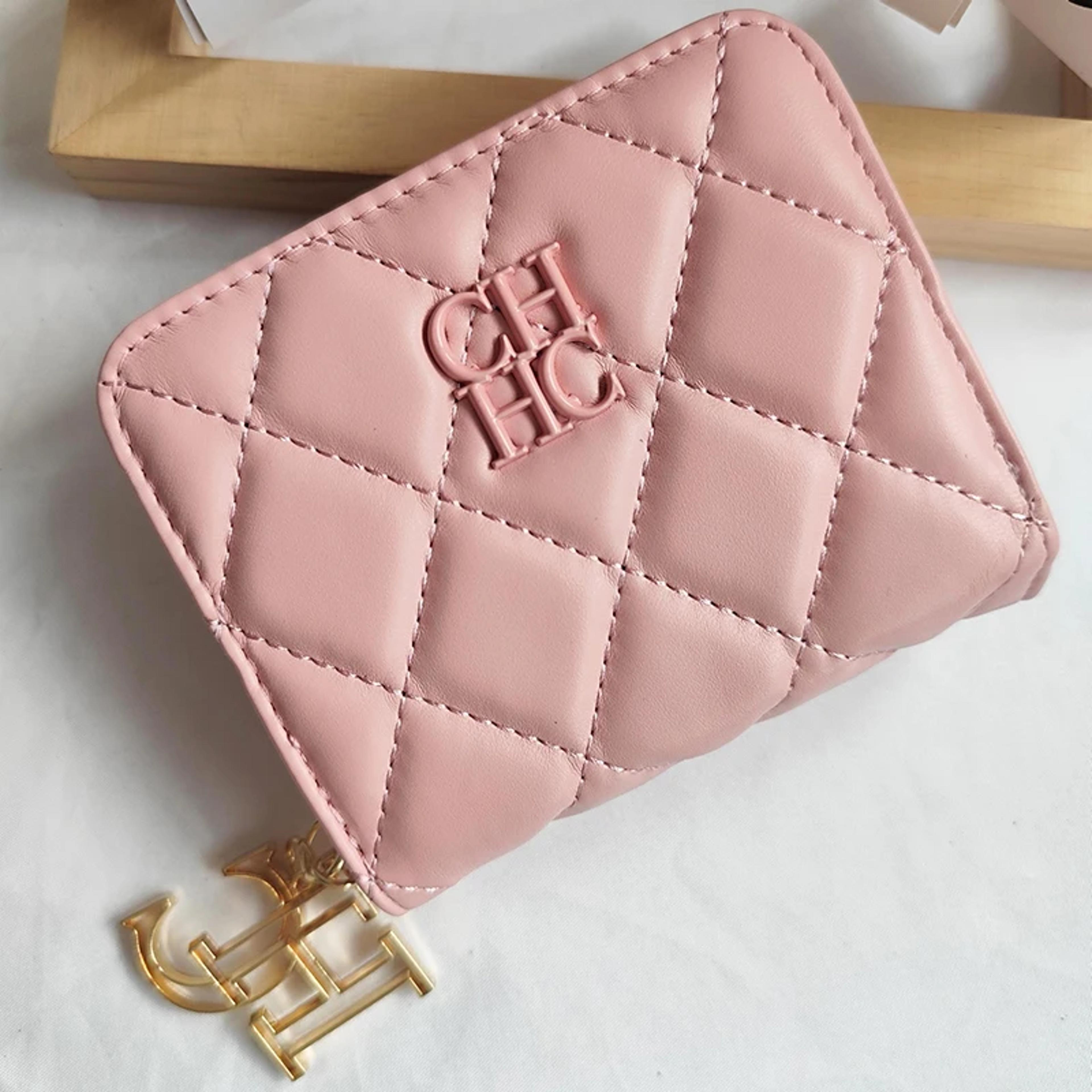 pink coin purse pu leather womens wallet casual luxury