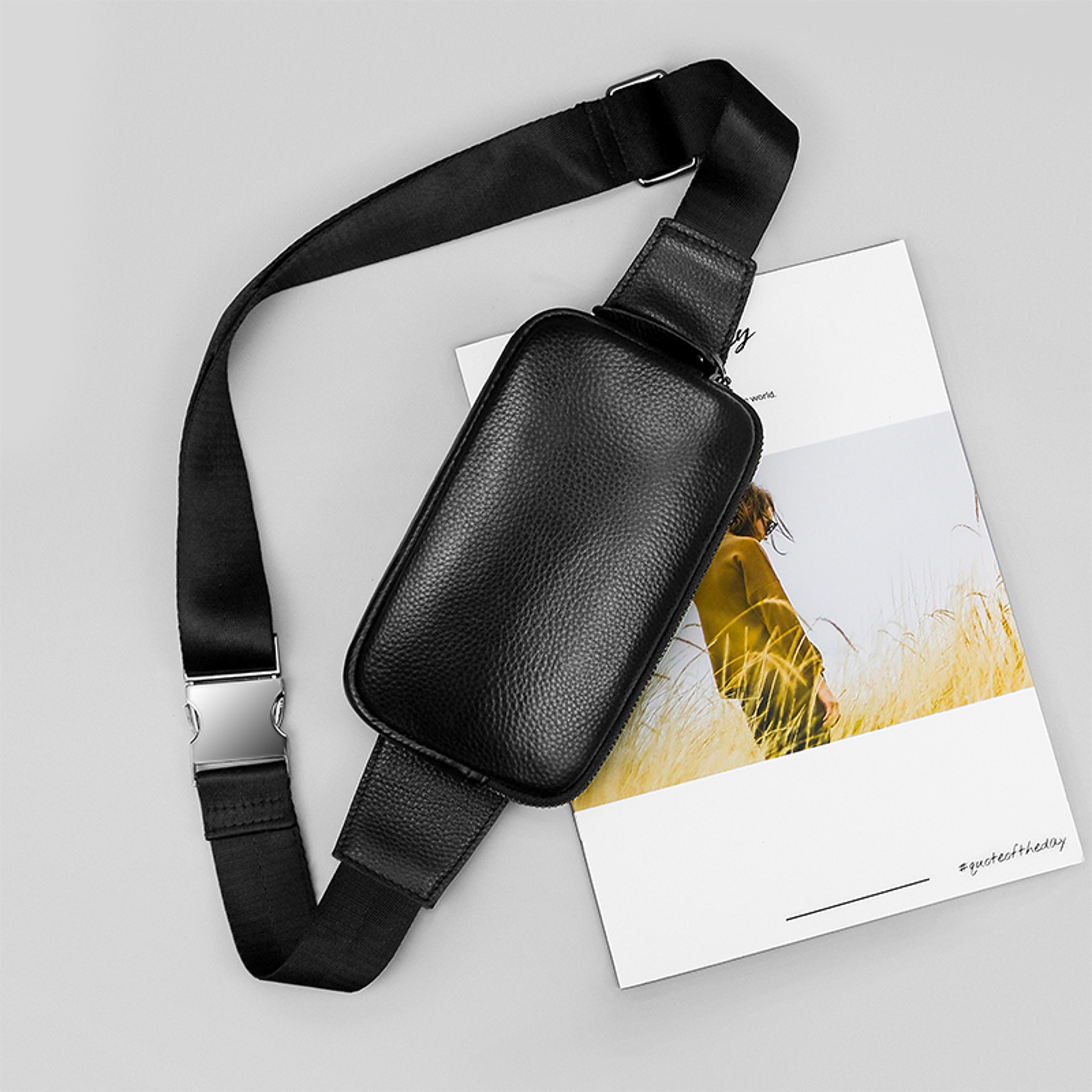 leather waist pack slim fanny bag for men women outdoor travel sports waist wallet