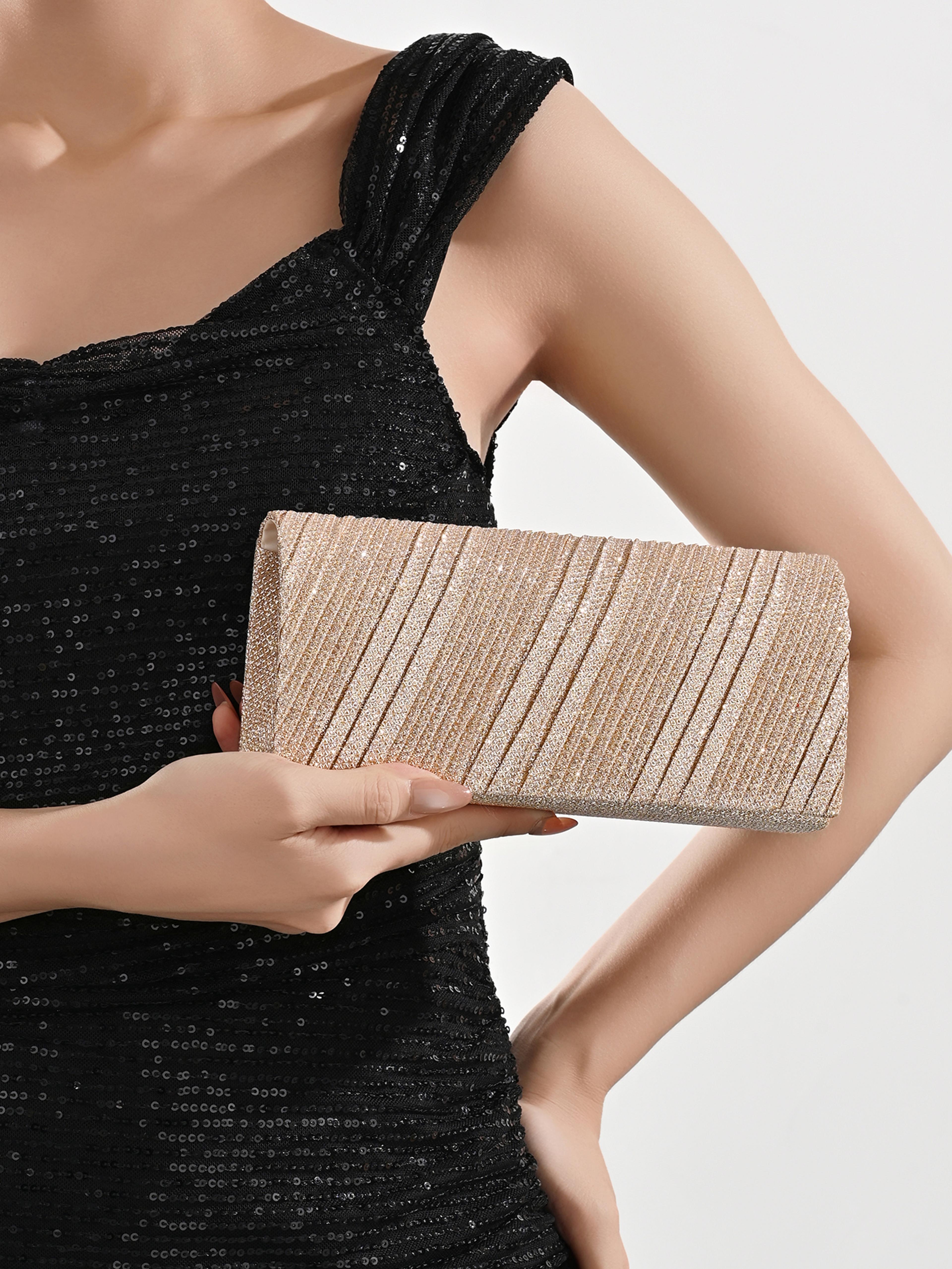 elegant glitter evening bag clutch for women sparkling wedding & party handbag