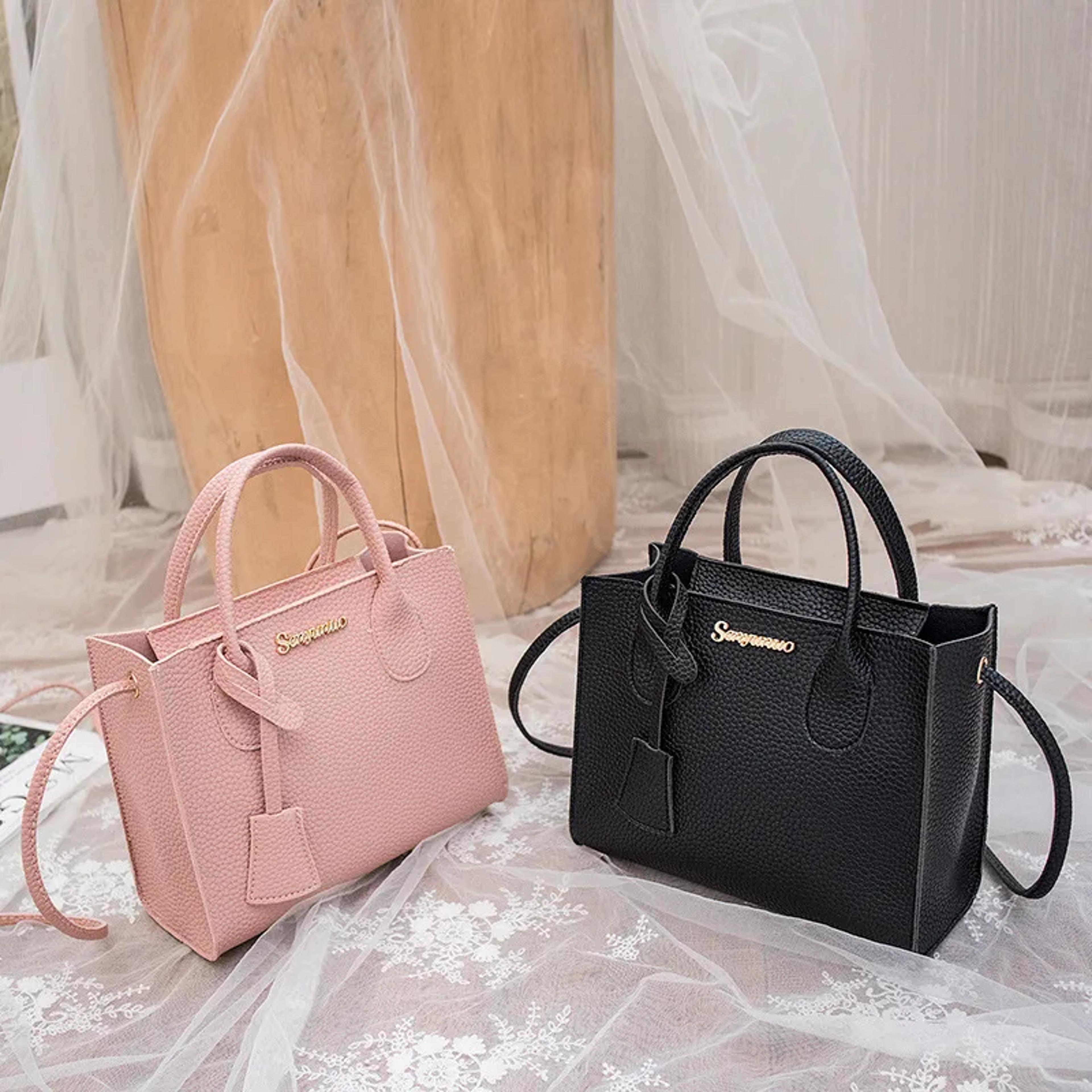 womens solid color lychee grain tote shoulder bag elegant single shoulder crossbody handbag for daily use