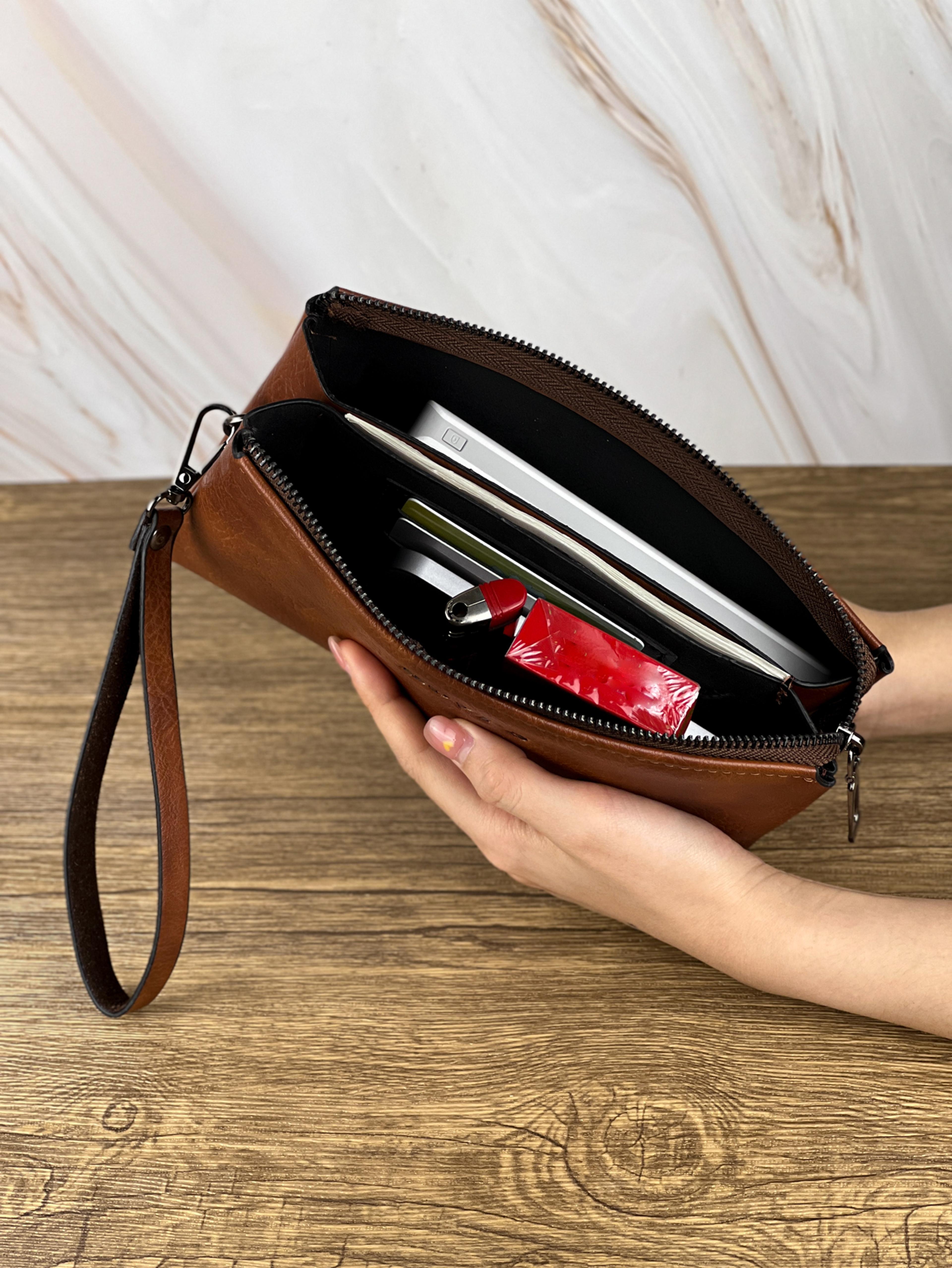 fashion retro mens clutch bag wallet large capacity double compartment zipper wallet for business & casual use