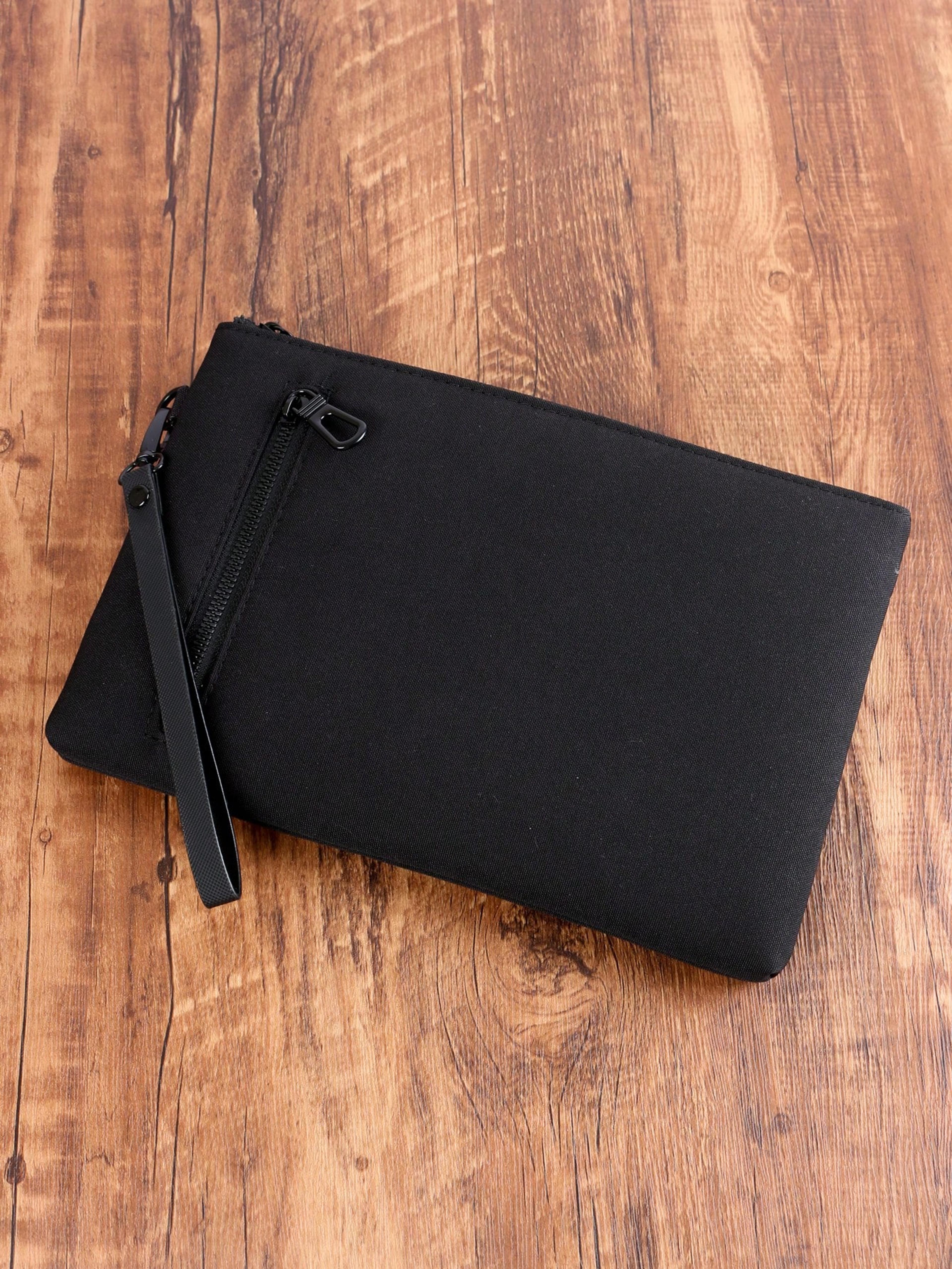 ultra thin business clutch bag stylish portable zipper wristlet cell phone handbag for men