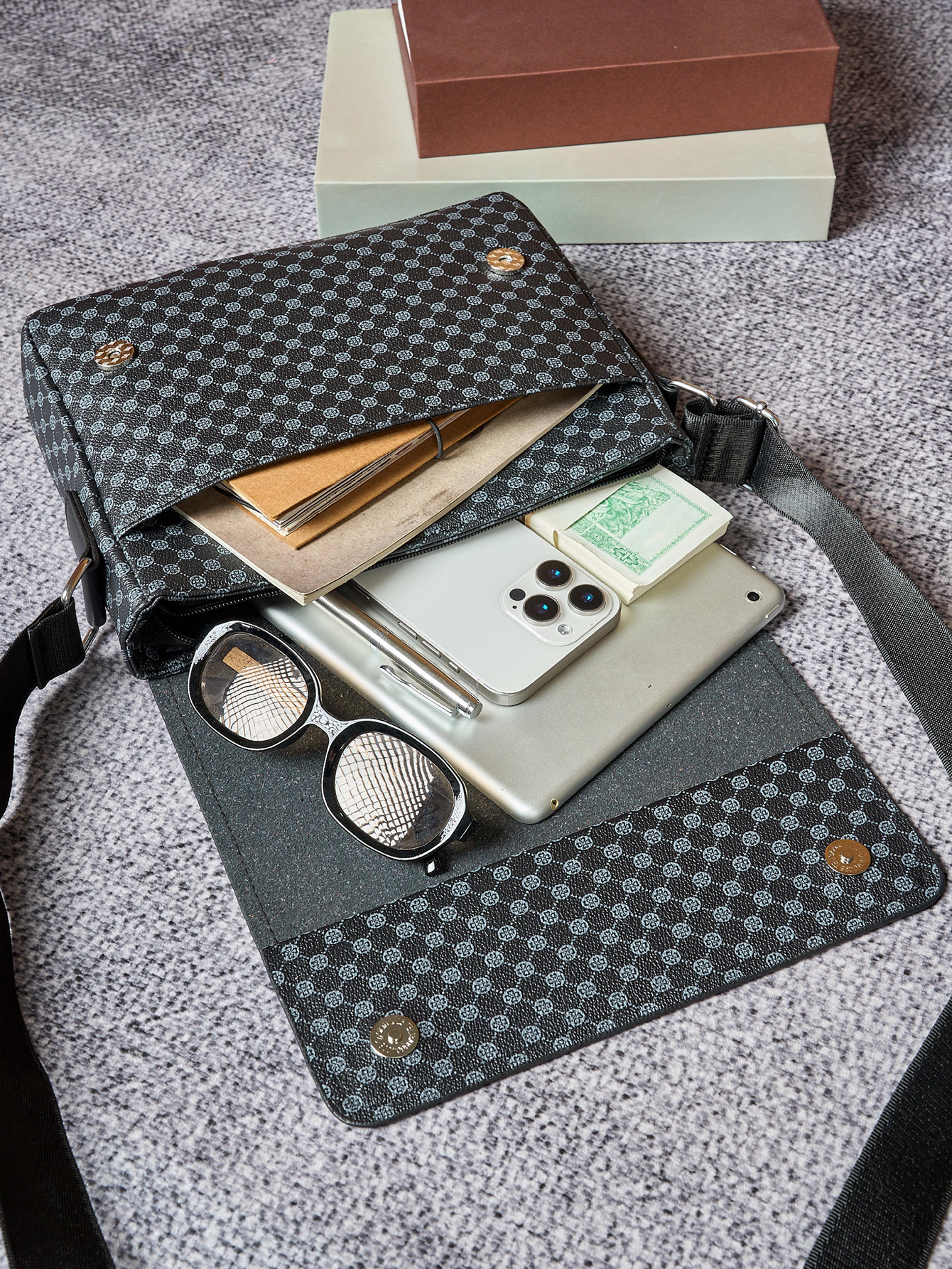 mens slim anti theft pu sling bag crocodile embossed crossbody with phone pocket tablet & passport holder