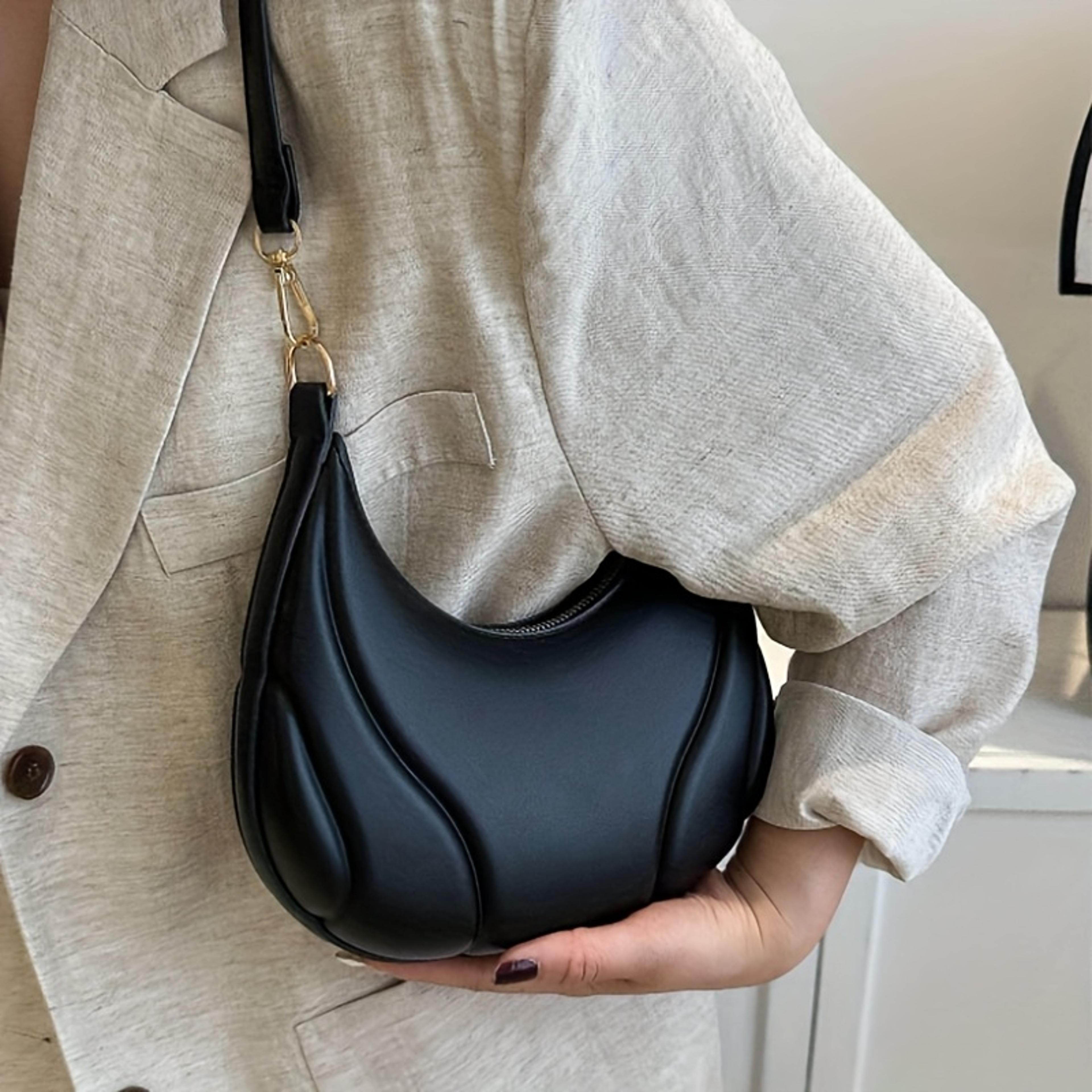 elegant womens french handbag shoulder bag textured crossbody with zipper closure & adjustable strap for work casual