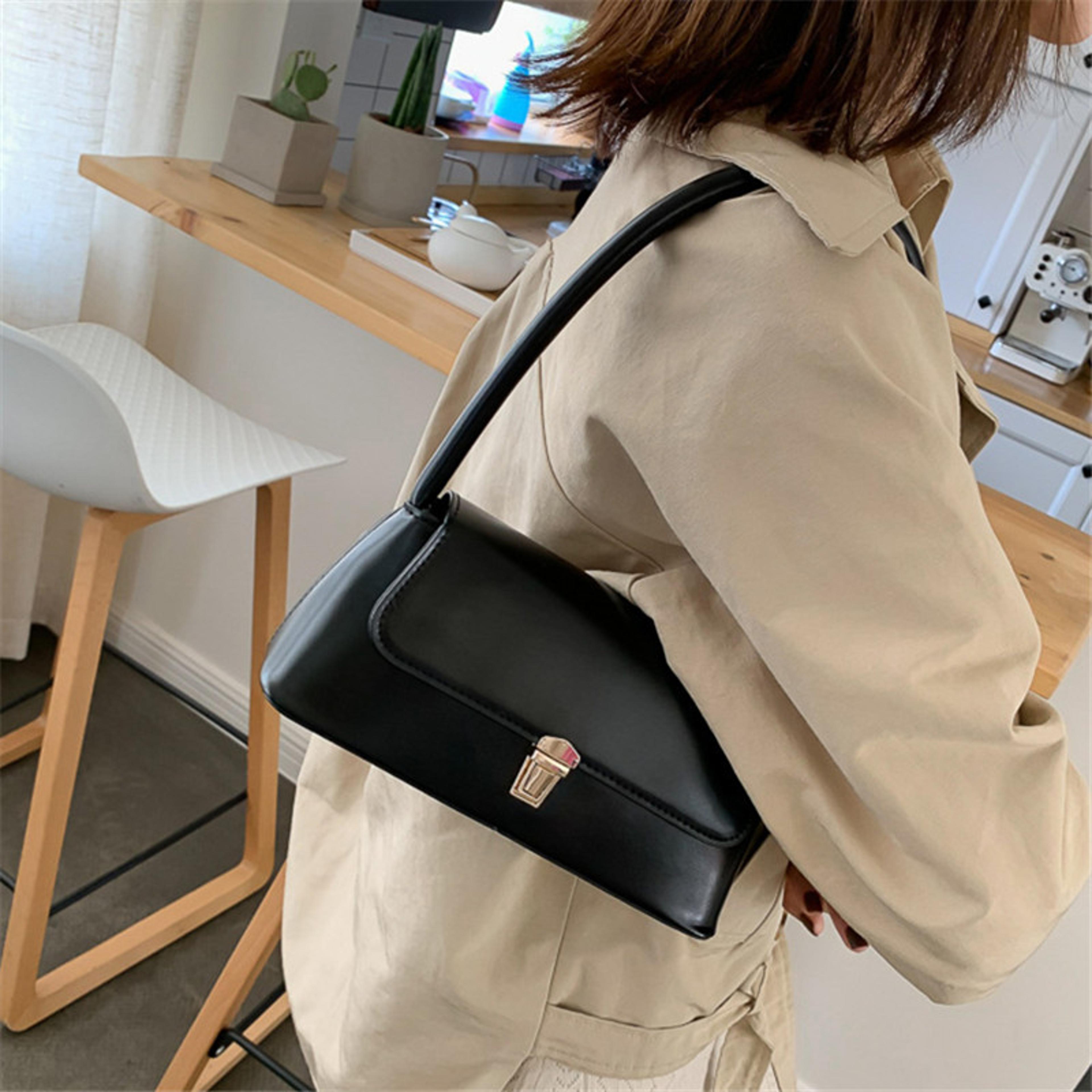 elegant mini top handle bag classic rectangular purse sleek leather with gold clasp
