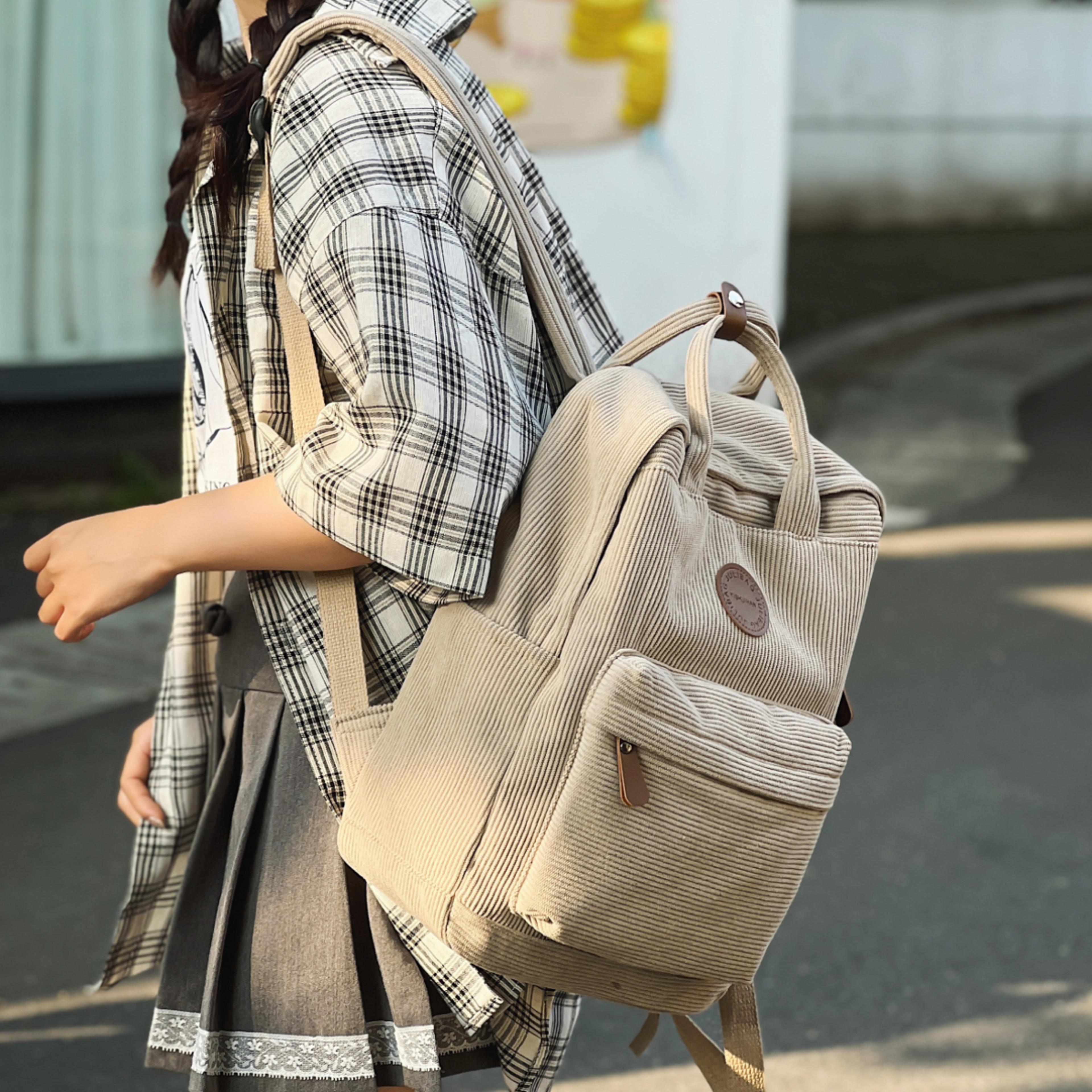 velvet college backpack for girls stylish autumn & winter schoolbag for students