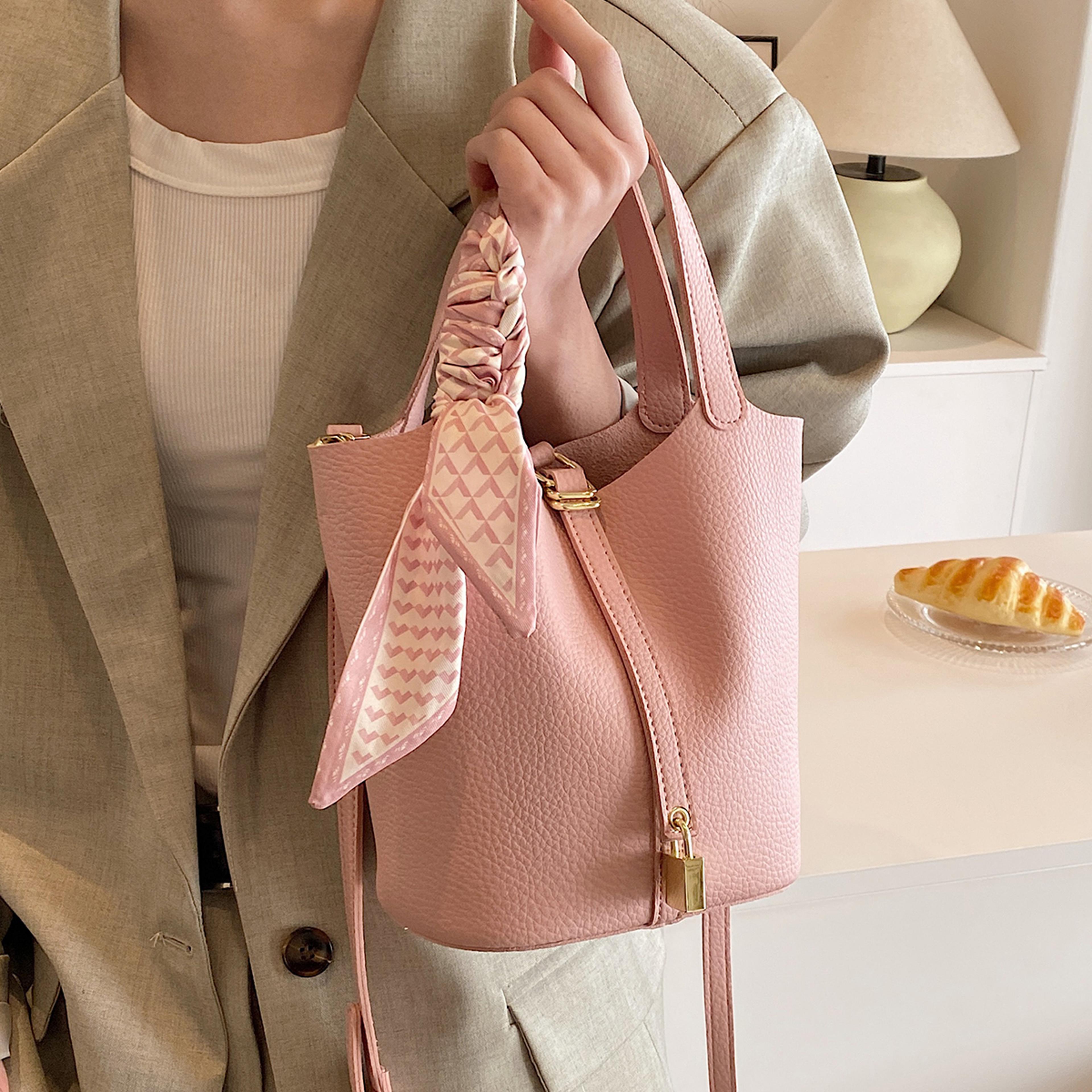 stylish large capacity womens bucket bag, commuter handbag with crossbody option for daily use