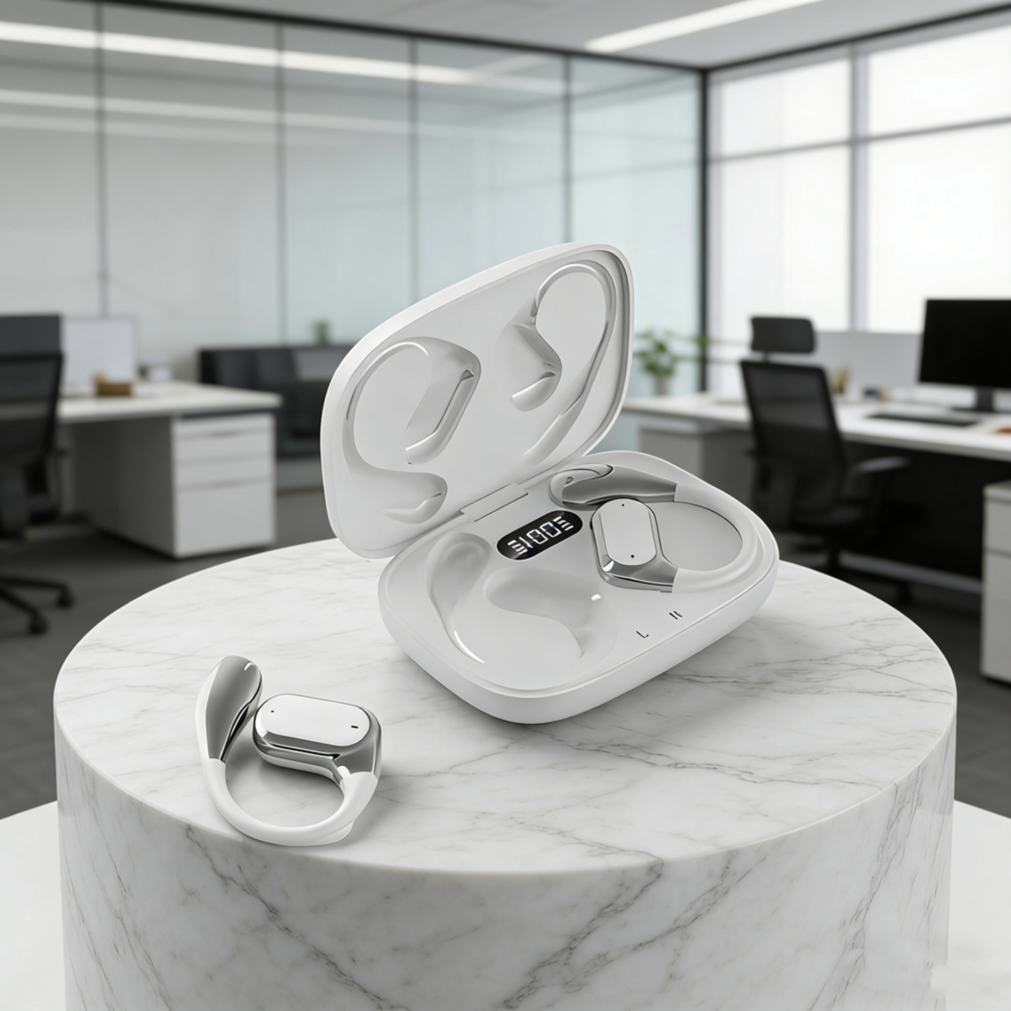 original tws bluetooth earbuds with silicone hanging hook hd call & enc noise reduction for sports & mobile phones