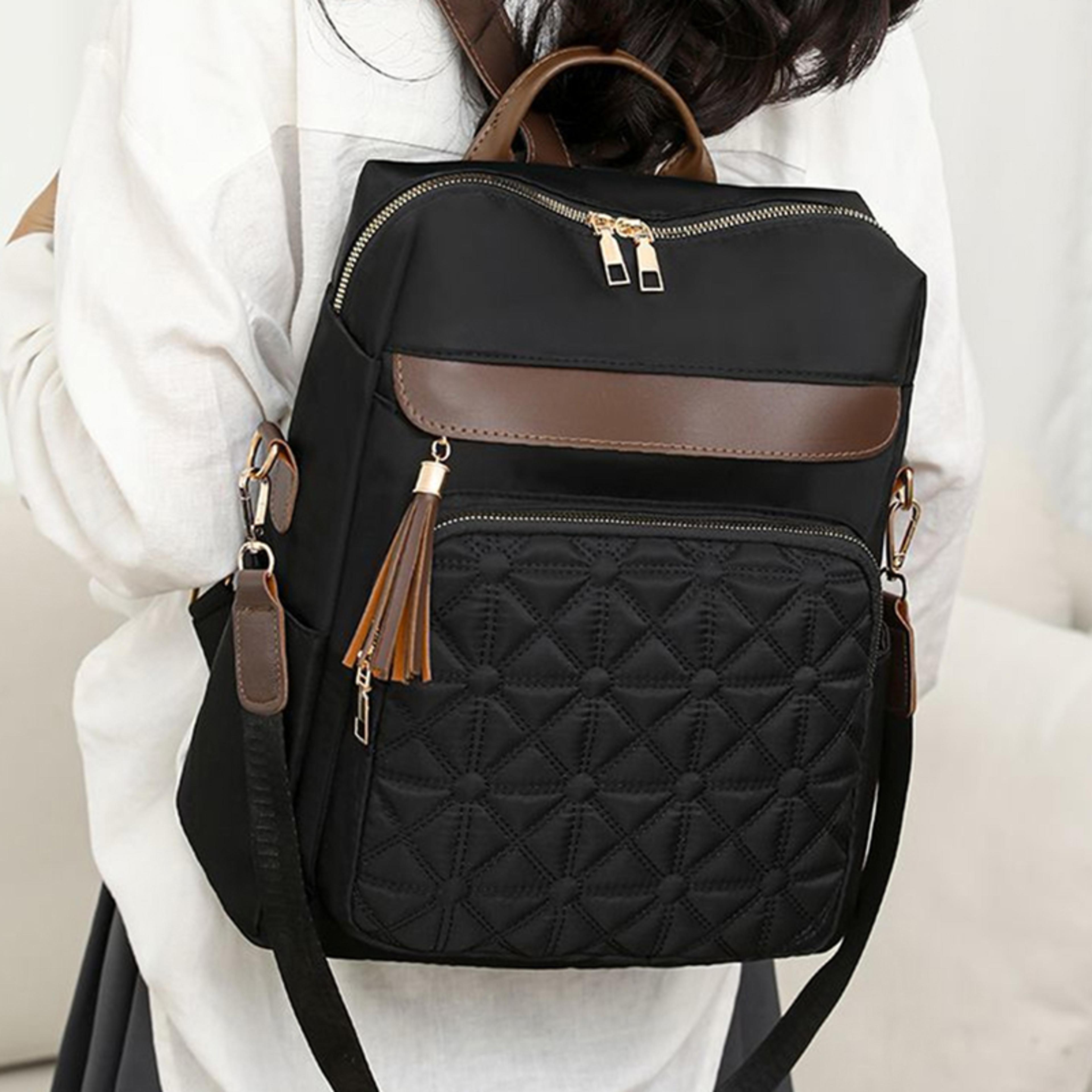 neutral color square backpack for men and women stylish and practical for travel and study