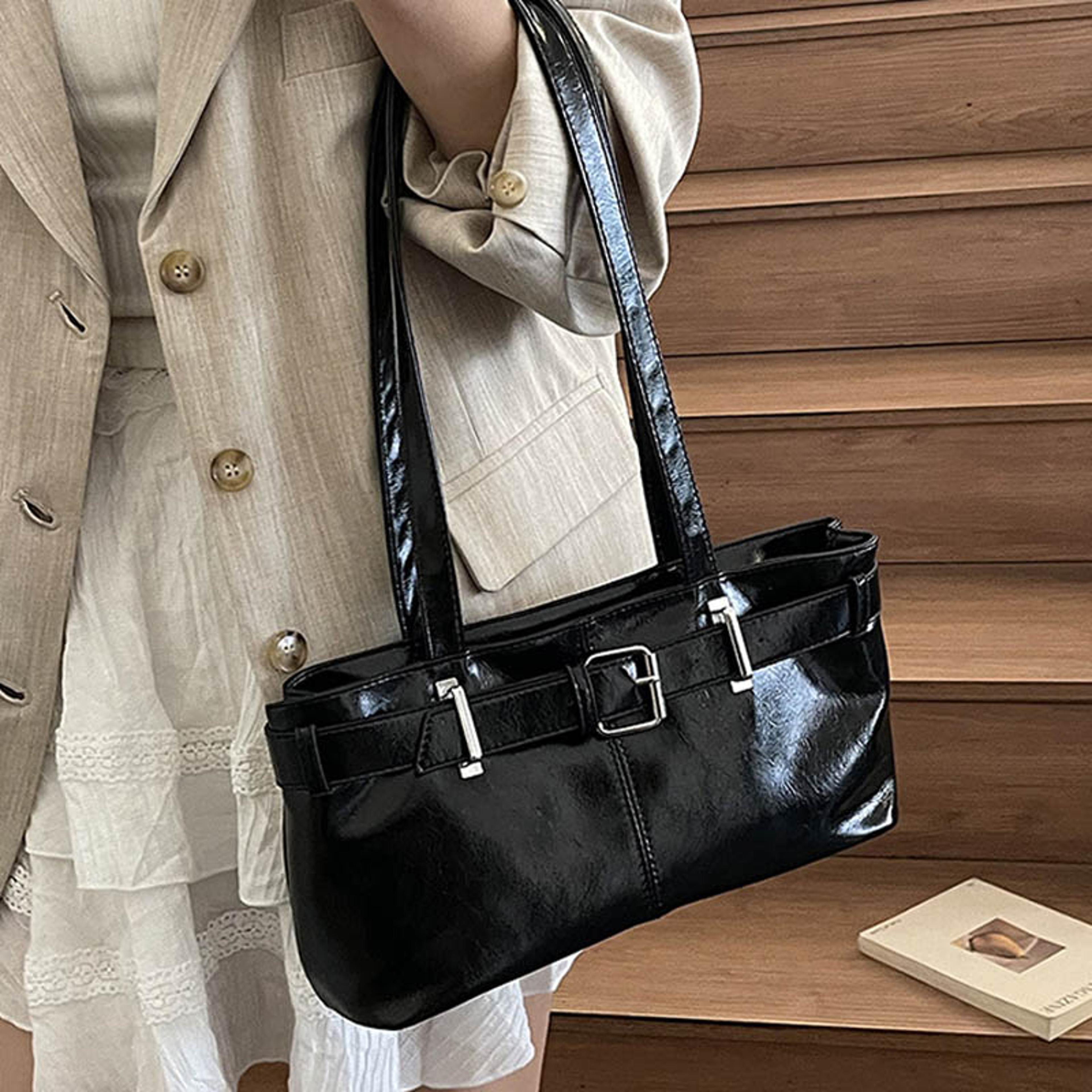 vintage pu leather shoulder bag for women stylish commuter handbag & purse
