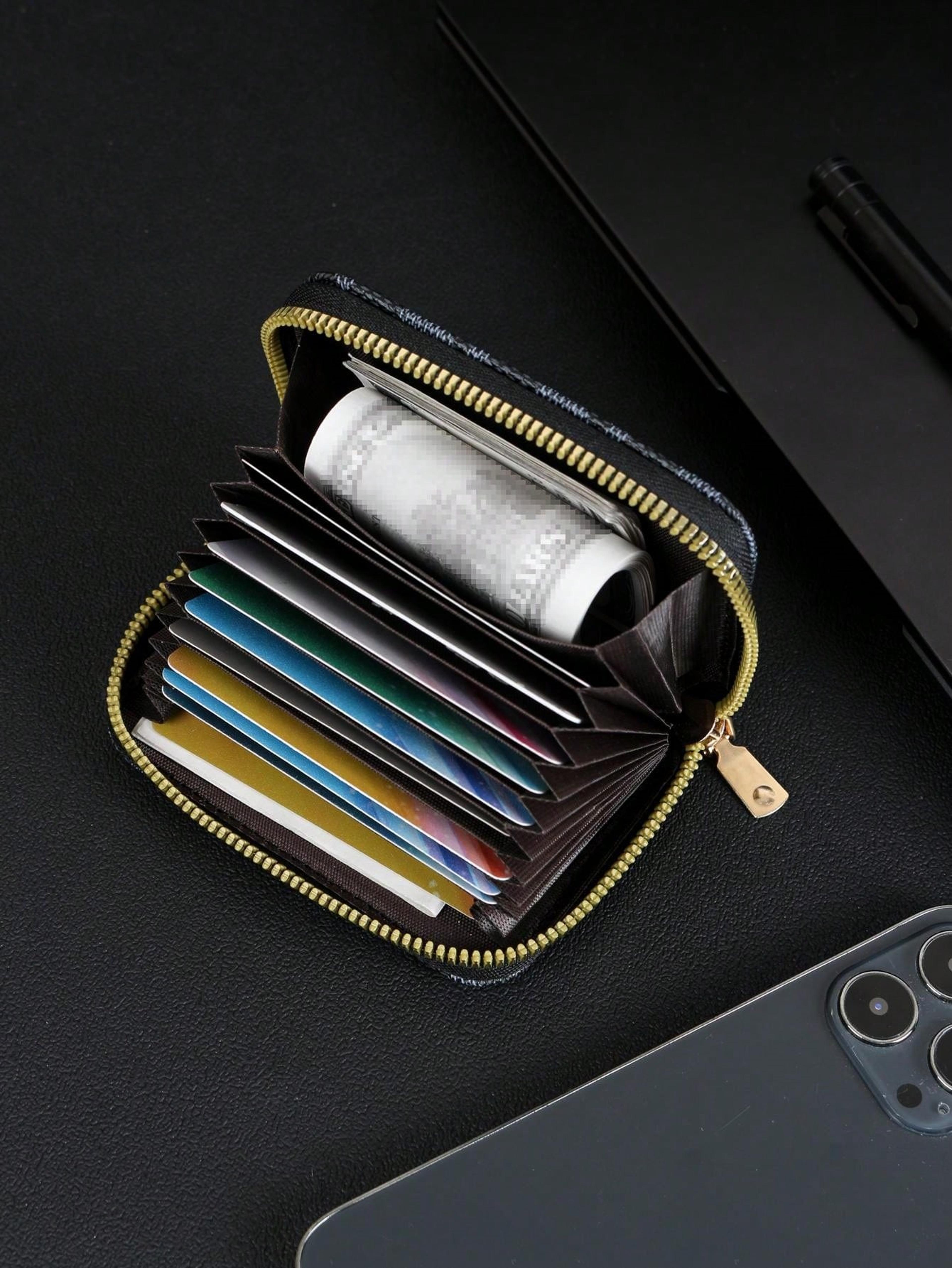 fashion womens card holder with zipper portable mini wallet for women multi slot coin purse card case