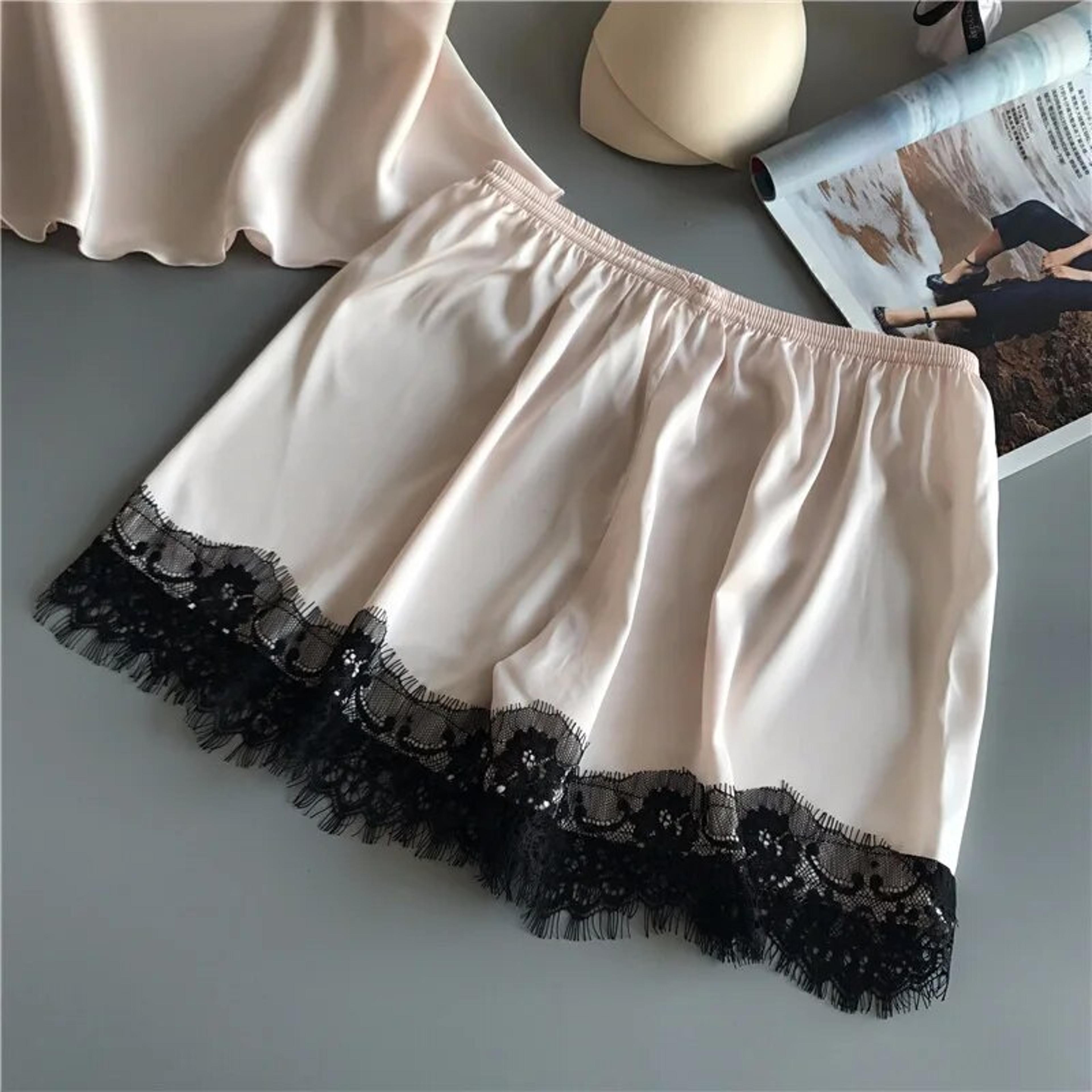 sexy lace v neck womens pajama set elegant sleepwear shorts lingerie