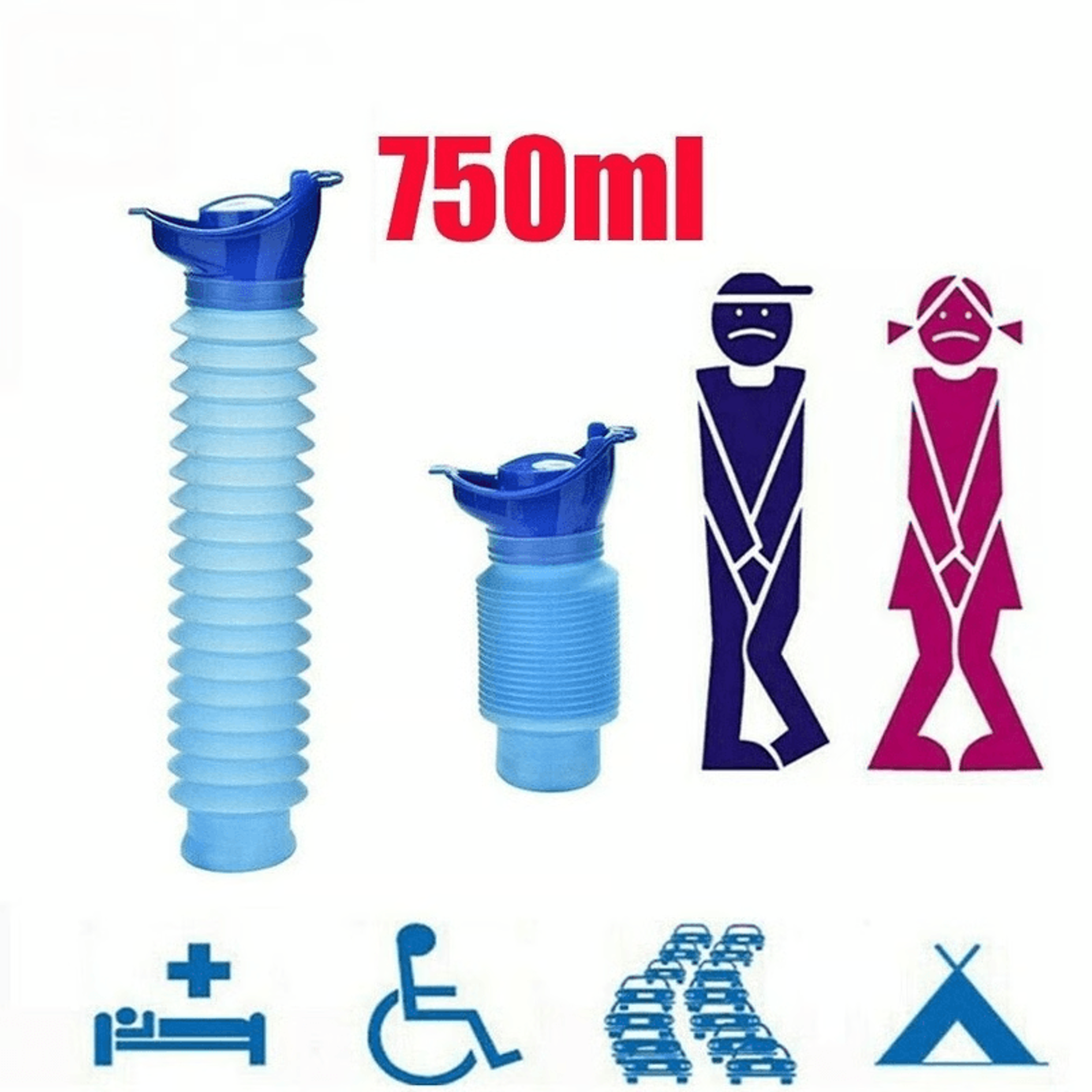portable urinal for male & female, travel pee bottle for camping & emergency use
