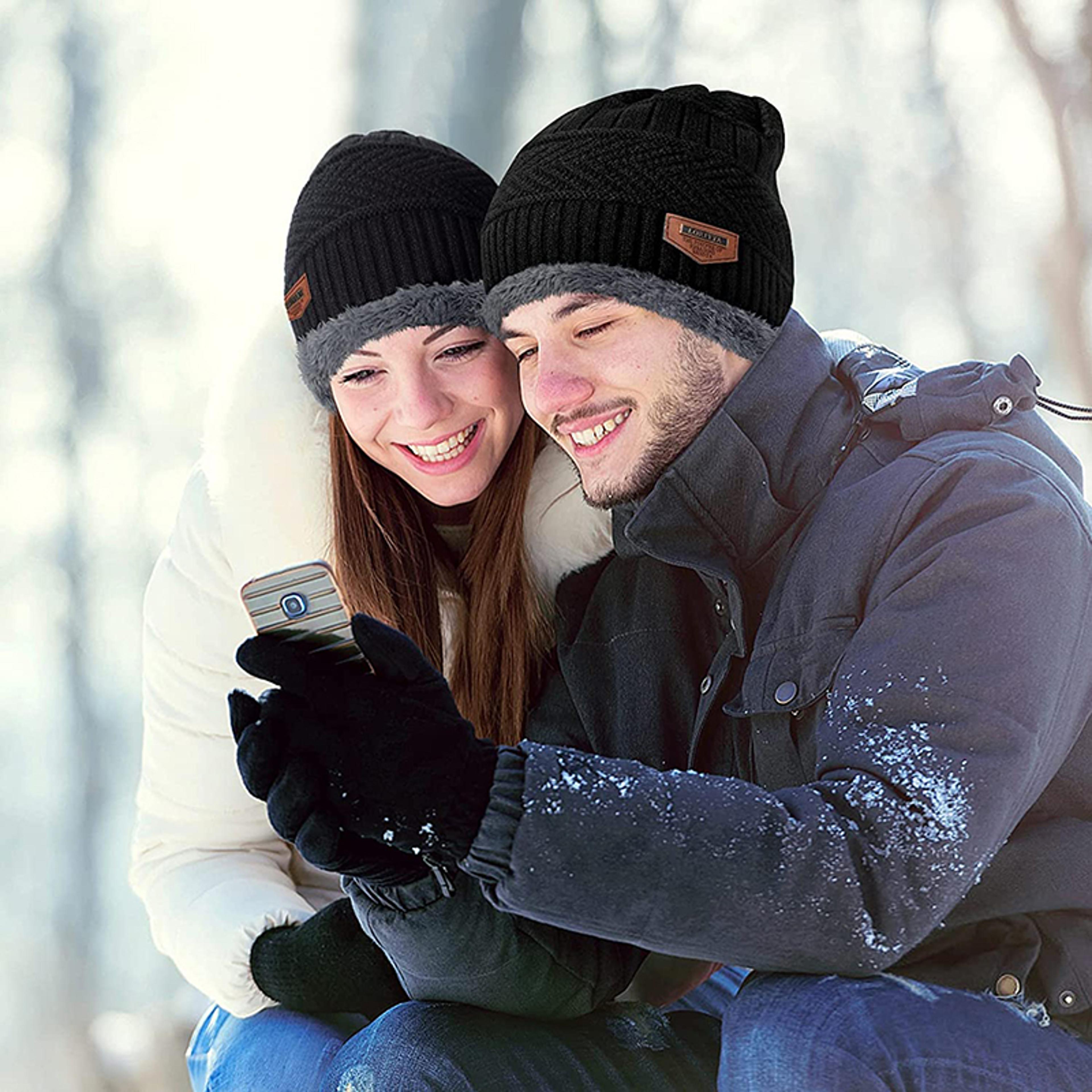 winter beanie hat for men and women knitted wool cap with neck scarf and balaclava mask
