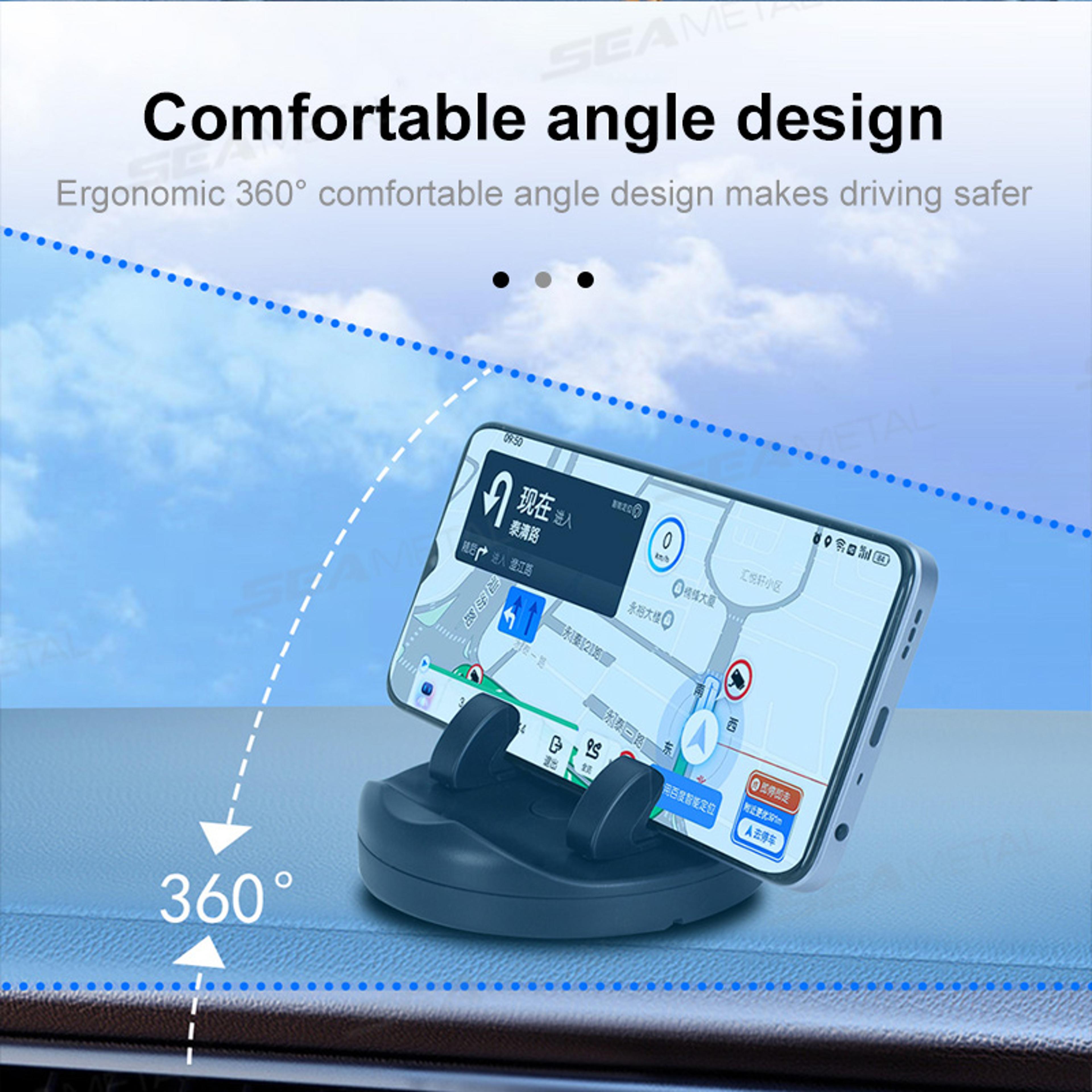 dashboard car phone mount holder anti-slip rubber one handed operation rotation for easy navigation