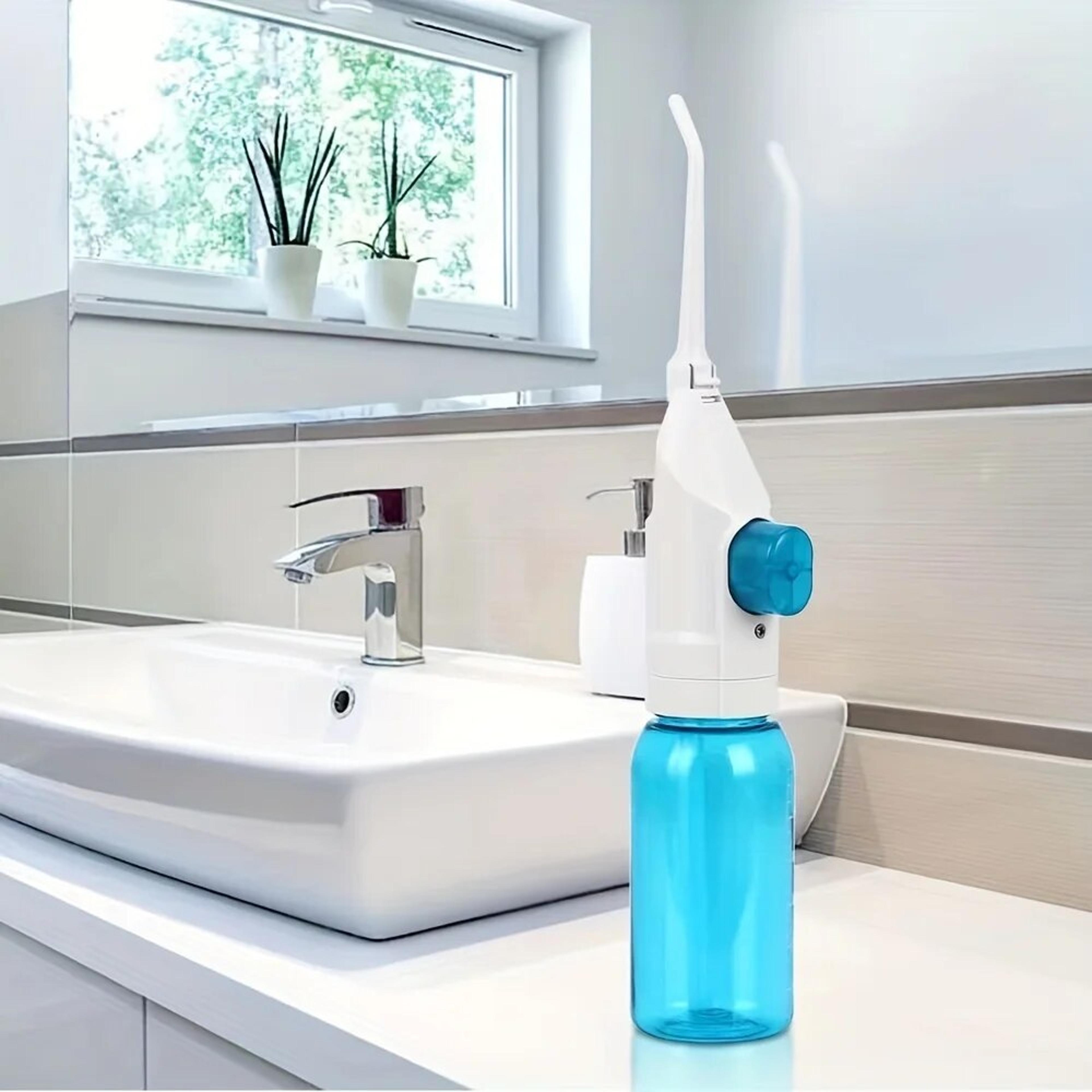 portable high pressure oral irrigator for teeth cleaning & dental flossing manual water toothpick