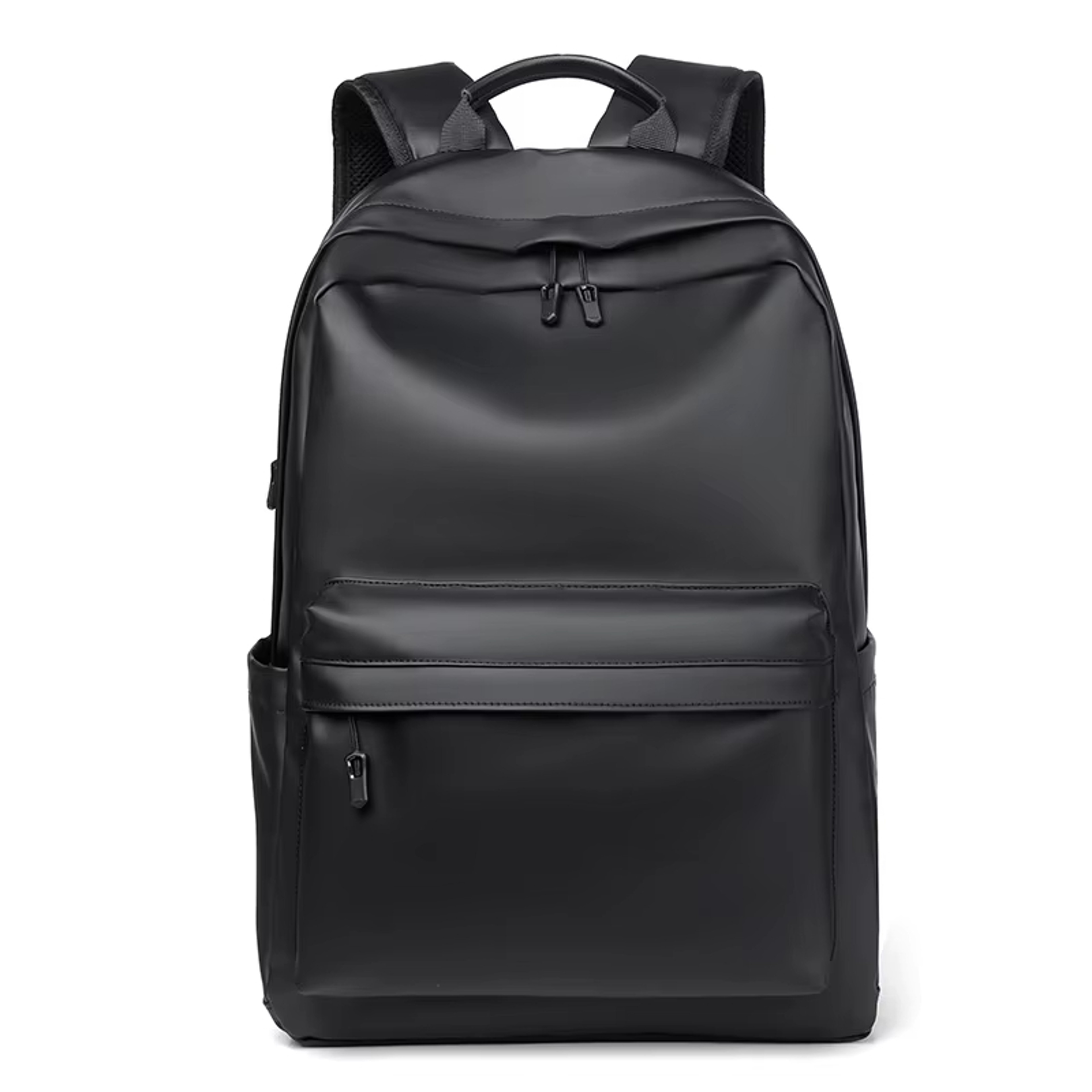 black pu leather school backpack Mens Backpacks for with USB Port 15.6 Inches Our waterproof purpose synthetic leather shoulder bag has a stylish design and a large capacity Marzaha Black Leather Laptop Backpack